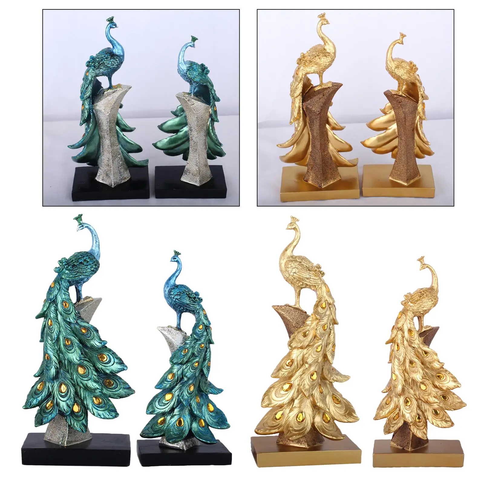 Peacock Statue Ornament Figurine Sculpture for Desktop  Decoration