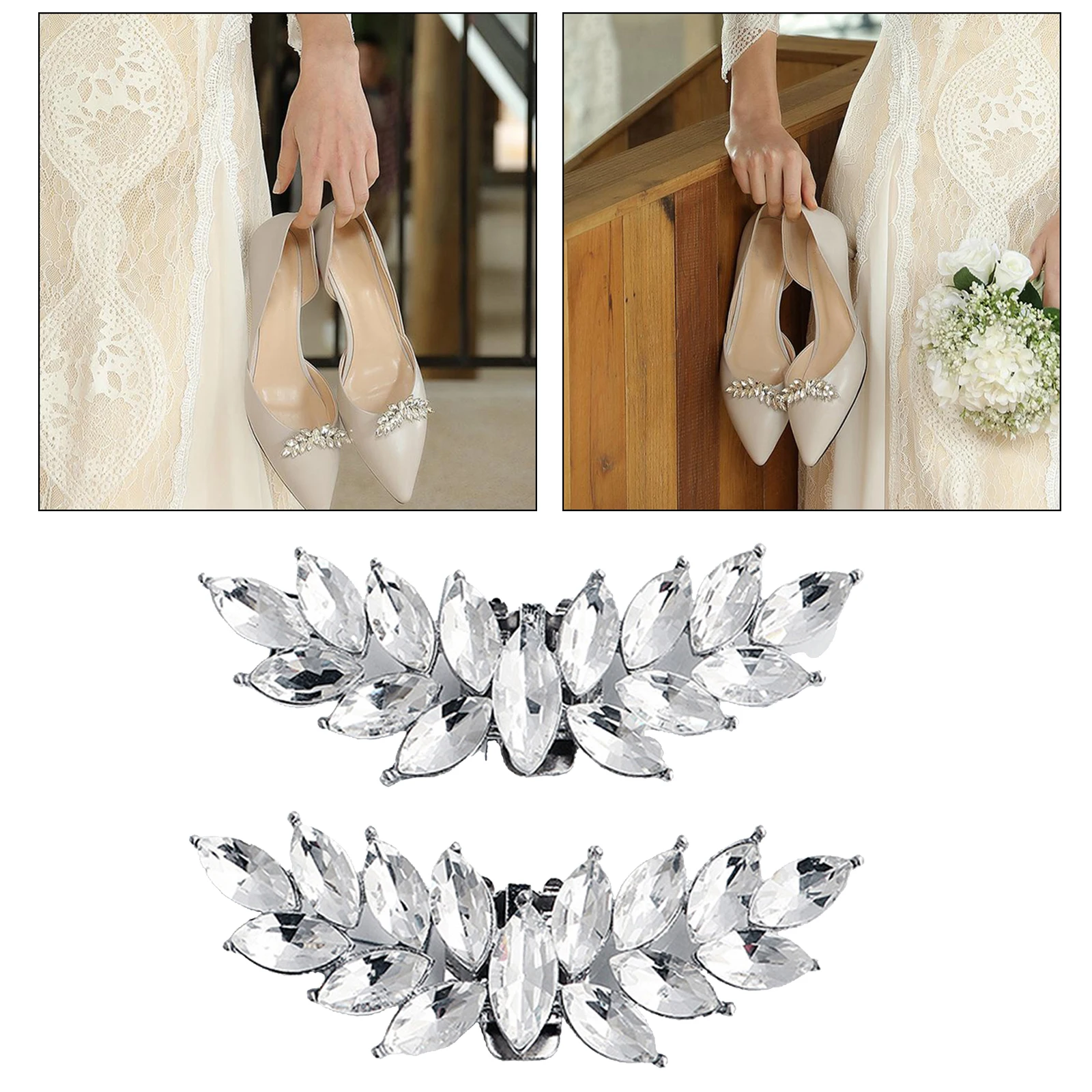 1 Pair Rhinestone Bridal Shoes Applique Patch Diamond Shoe Buckle Clips