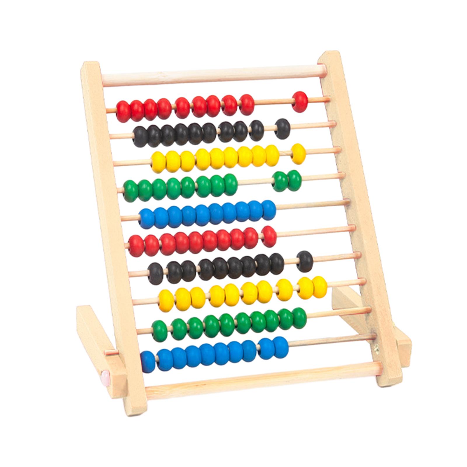 Addition and Subtraction Kids Boys Girls 10 Row Wooden Counting Frame Abacus