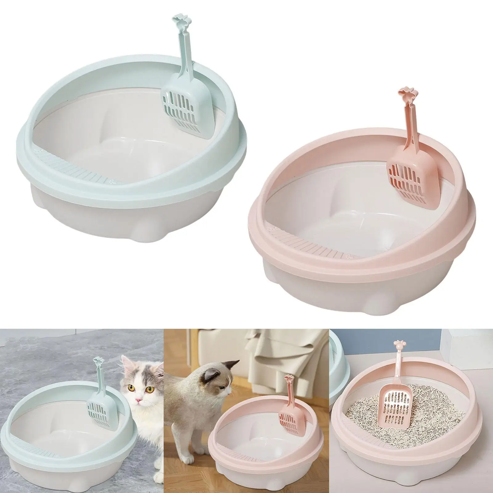 Cat for Indoor Cats, Cat Sandbox Potty Toilet Deep Loo Heightening Round Open Kitty Litter Pan for Kitty Bunny Easy to Clean