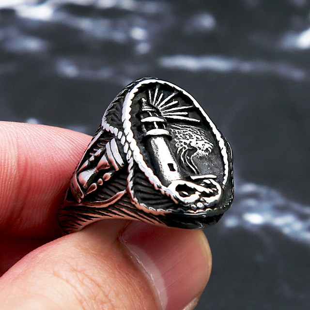 Fashion Vintage Viking Lighthouse Ring for Men Punk Unique Stainless Steel  Seafaring Sailor Amulet Rings Jewelry Dropshipping - AliExpress