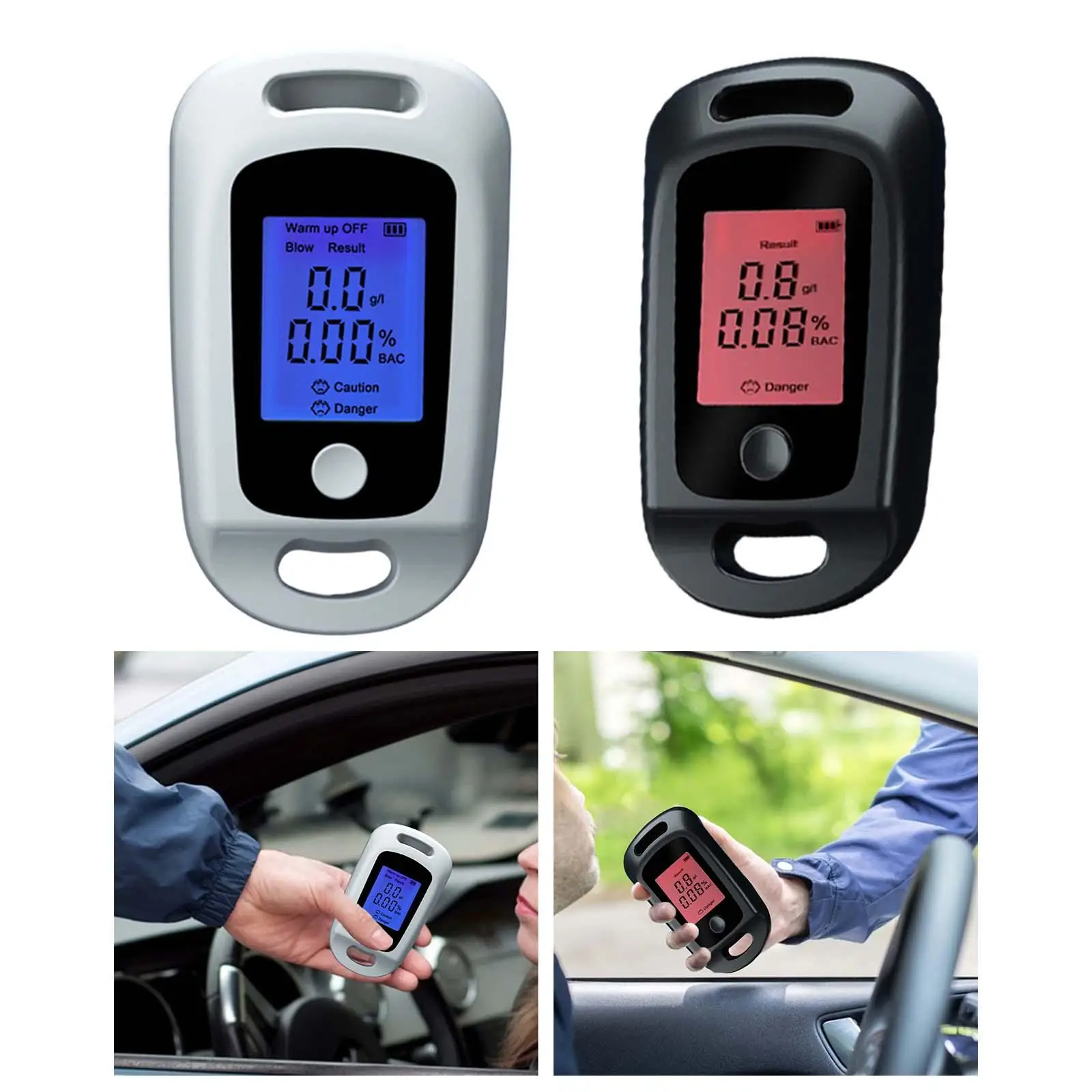 Alcohol Tester LCD Display Screen Breath Drunk Driving Analyzer for Home Use
