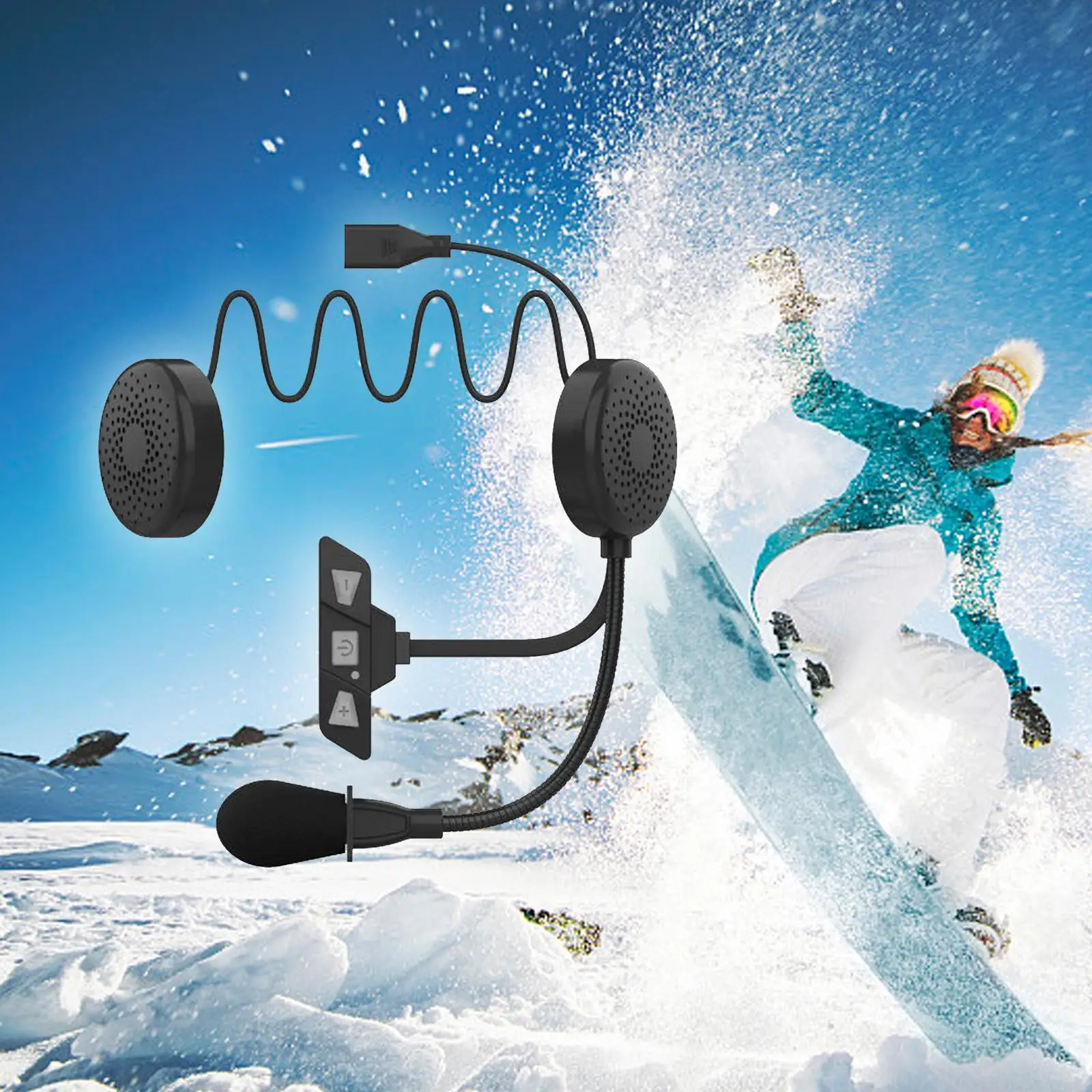 Portable Motorcycle Helmet Headset Communication for Snowmobile Cycling