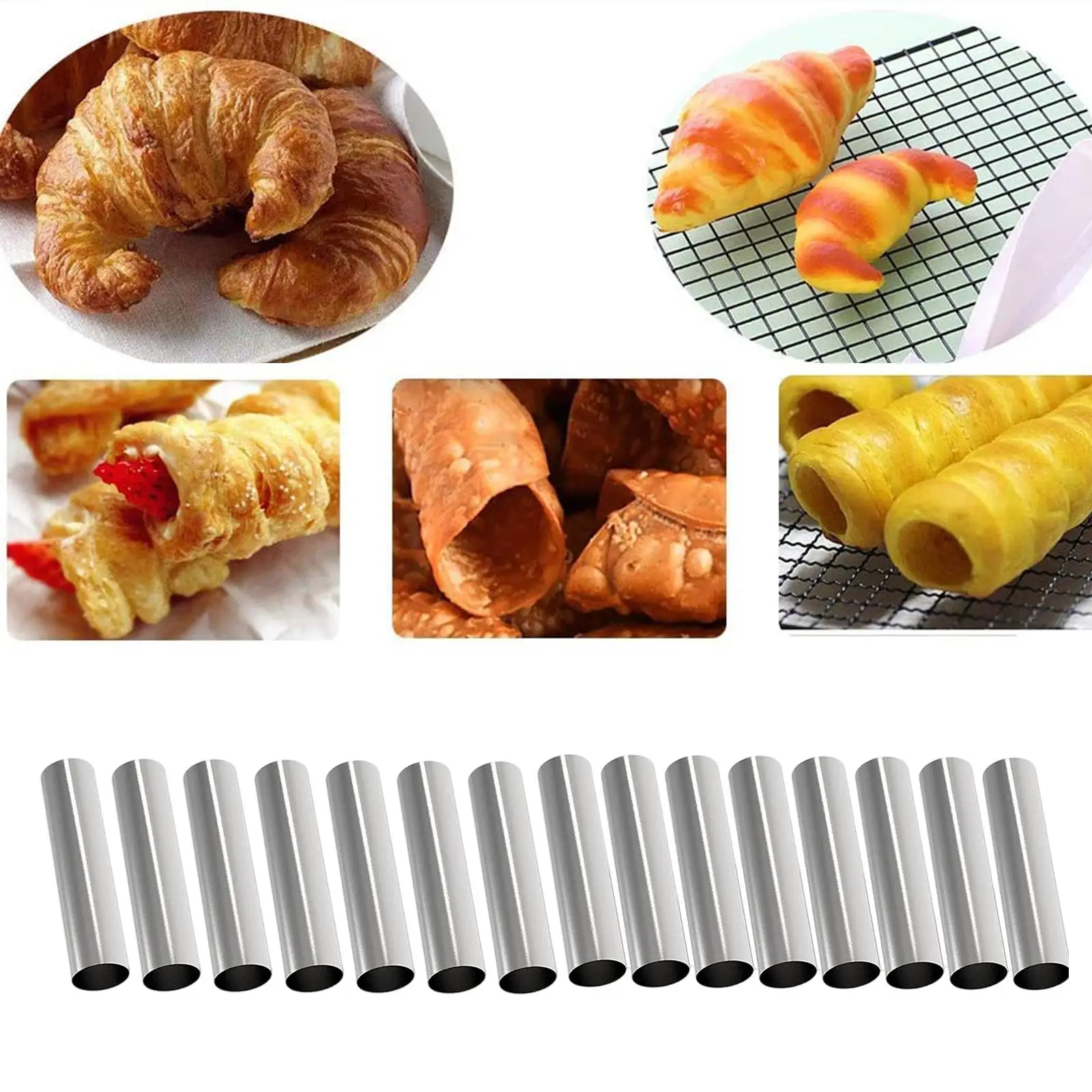 15 Pieces Cannoli Form Tubes Cannoli Tubes Shells for Ice Cream Cones Pastry