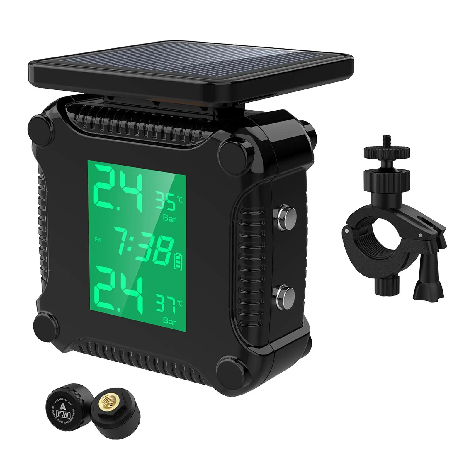 Motorcycle Tire Pressure Monitoring System IP67 Waterproof Real Time Monitoring Pressure Temperature Digital Wireless TPMS
