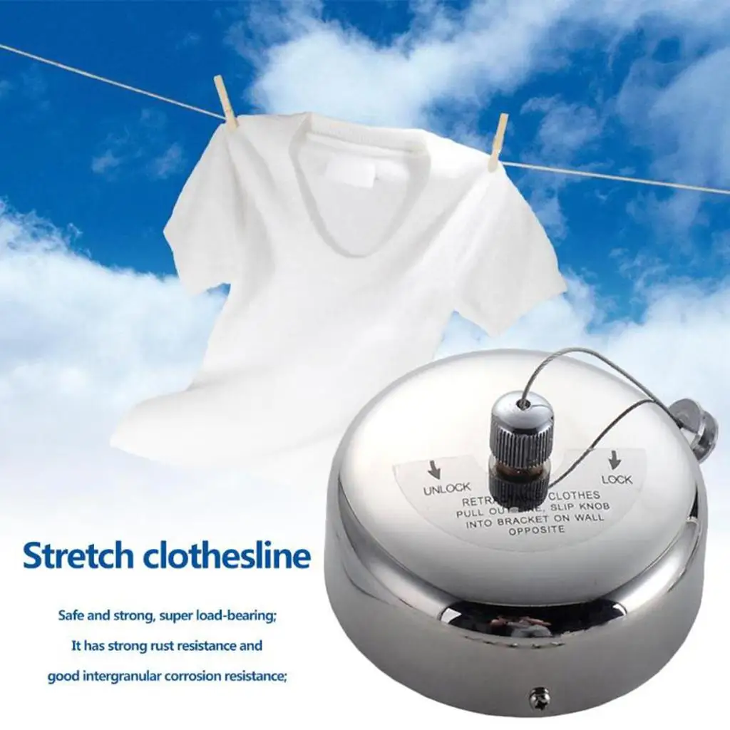 2.8/3.8MRETRACTABLE CLOTHESLINE CLOTH STRING ROPE STAINLESS BATHROOM DRYING RACK