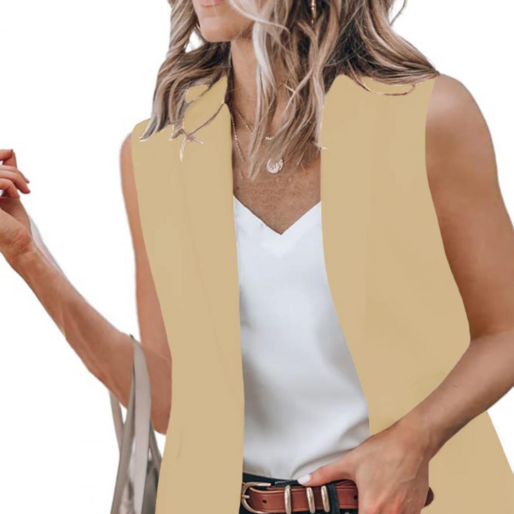 mulheres blazer colete cor sólida solto cardigan sem mangas jaqueta único botão wasitcoat feminino terno formal casaco comutar roupas