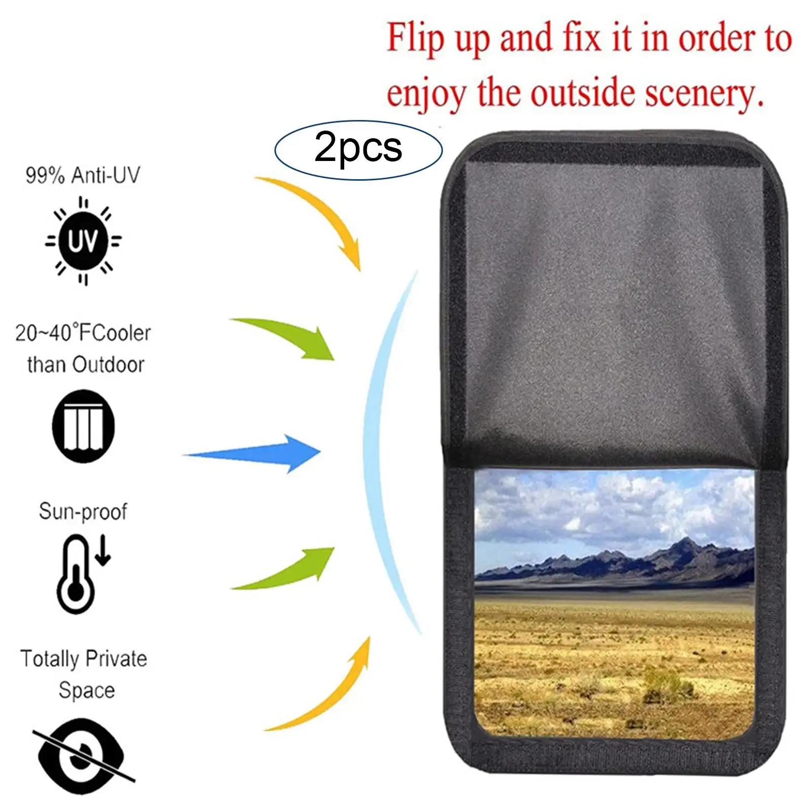 Door Window Fabric Windshield Collapsible Sunshade for Campers Travel Trailers Rvs