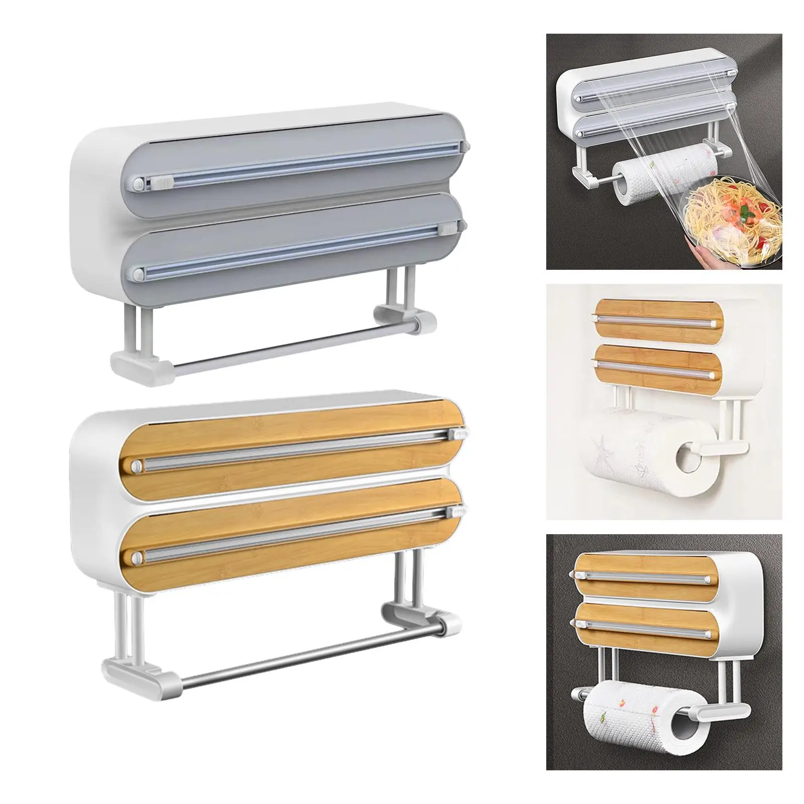 Cling Film Dispenser with Cutter Household Food Wrap Cutter Slide Cutter Smoothly Cutting Kitchen Roll Holder for Refrigerator