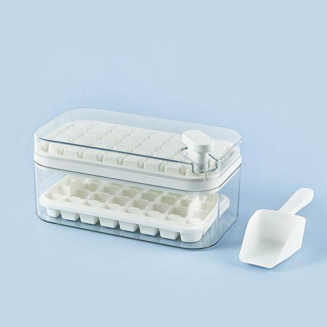 3 in 1 Ice Maker Mold Box with Built in Storage & One Button Press