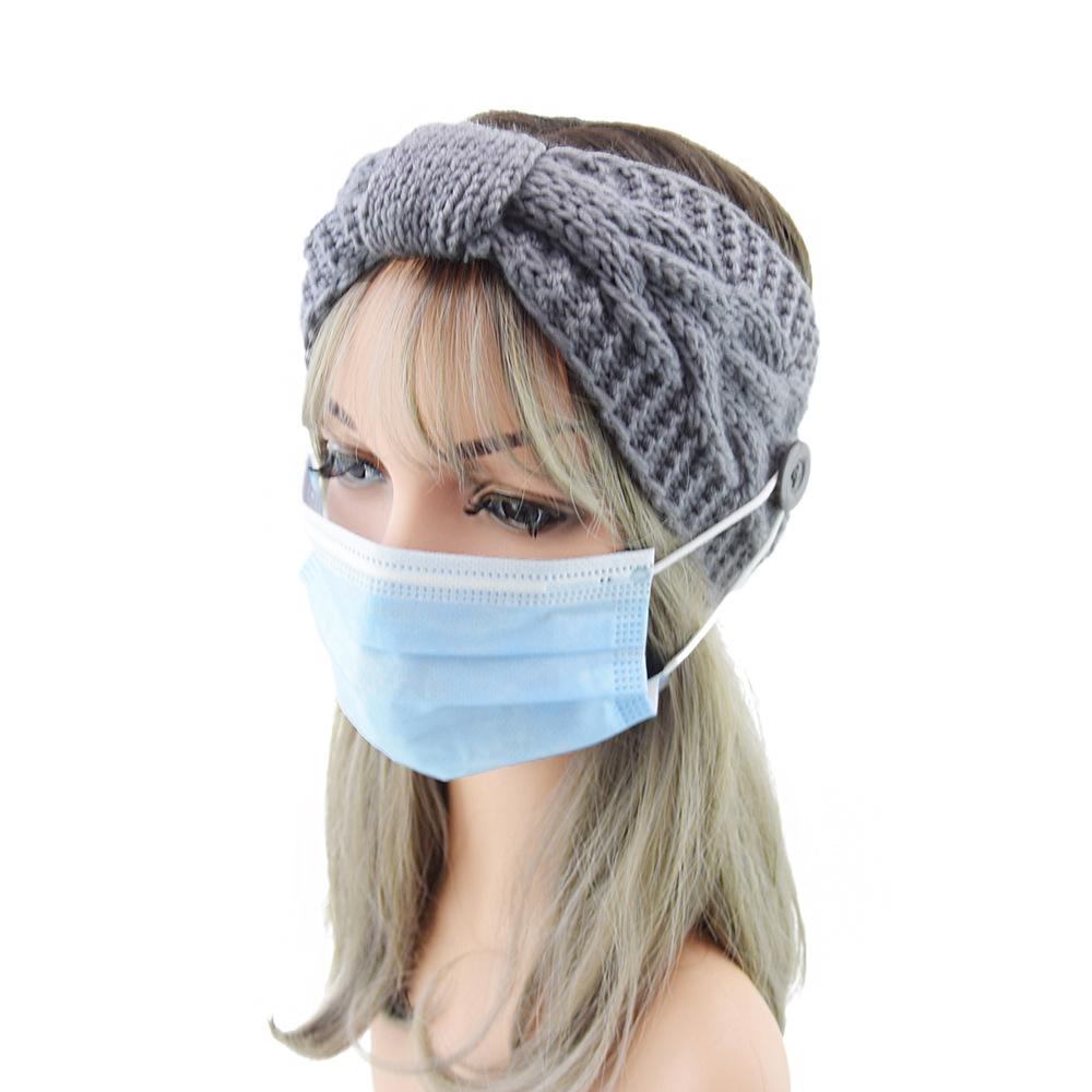 1pc Winter warmes Stirnband mit Knopf für Frauen Mädchen Kreuzknoten gestrickt Ohr wärmer Kopf bedeckung elastische Kopf wickel Haarschmuck – Detail 5