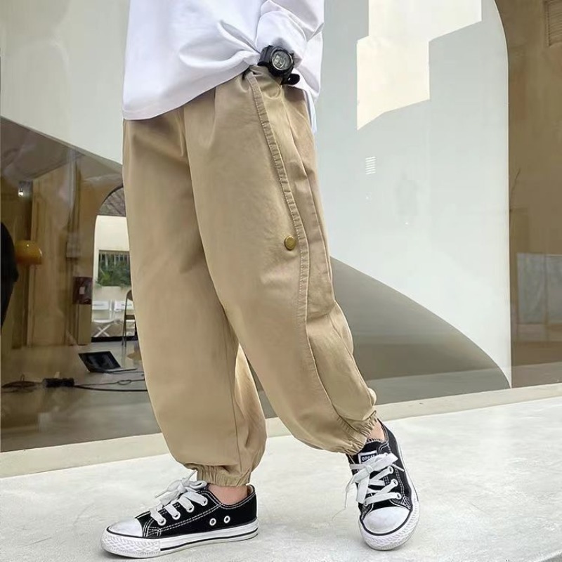 Jungen Frühling Herbst neue hohe Taille einfarbige Mode vielseitige westliche Stil bequeme Trend Kinder Kinder kleidung Hosen – Detail 5
