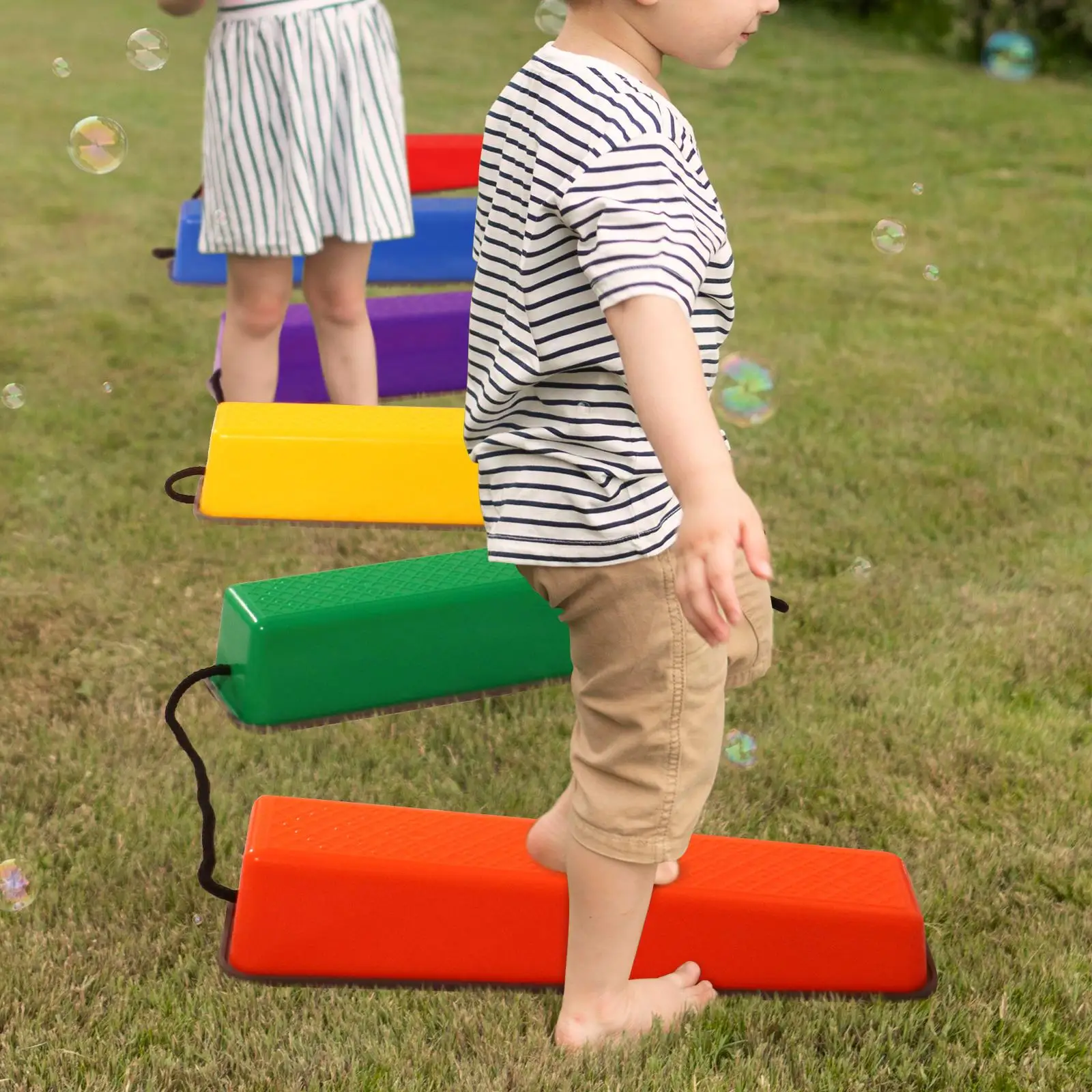 6x Stepping Stones Toys Nonslip Step A Rail Backyard Obstacle Course for Ages 3 Years and up Kids Birthday Gifts