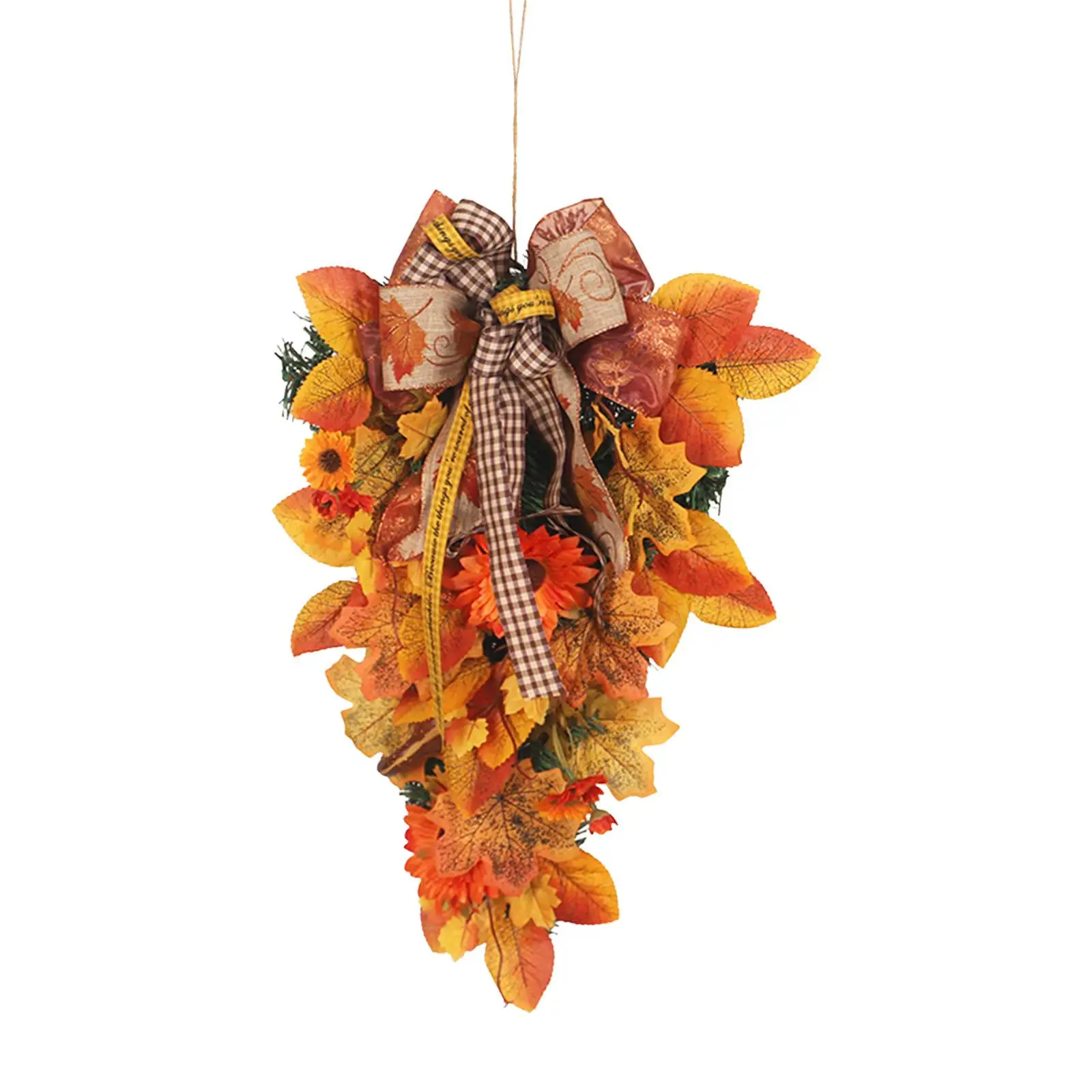 Fall Wreath with Light Floral Swag Garland Wall Hanging Decoration for Garden Wall Door Outdoor Decor