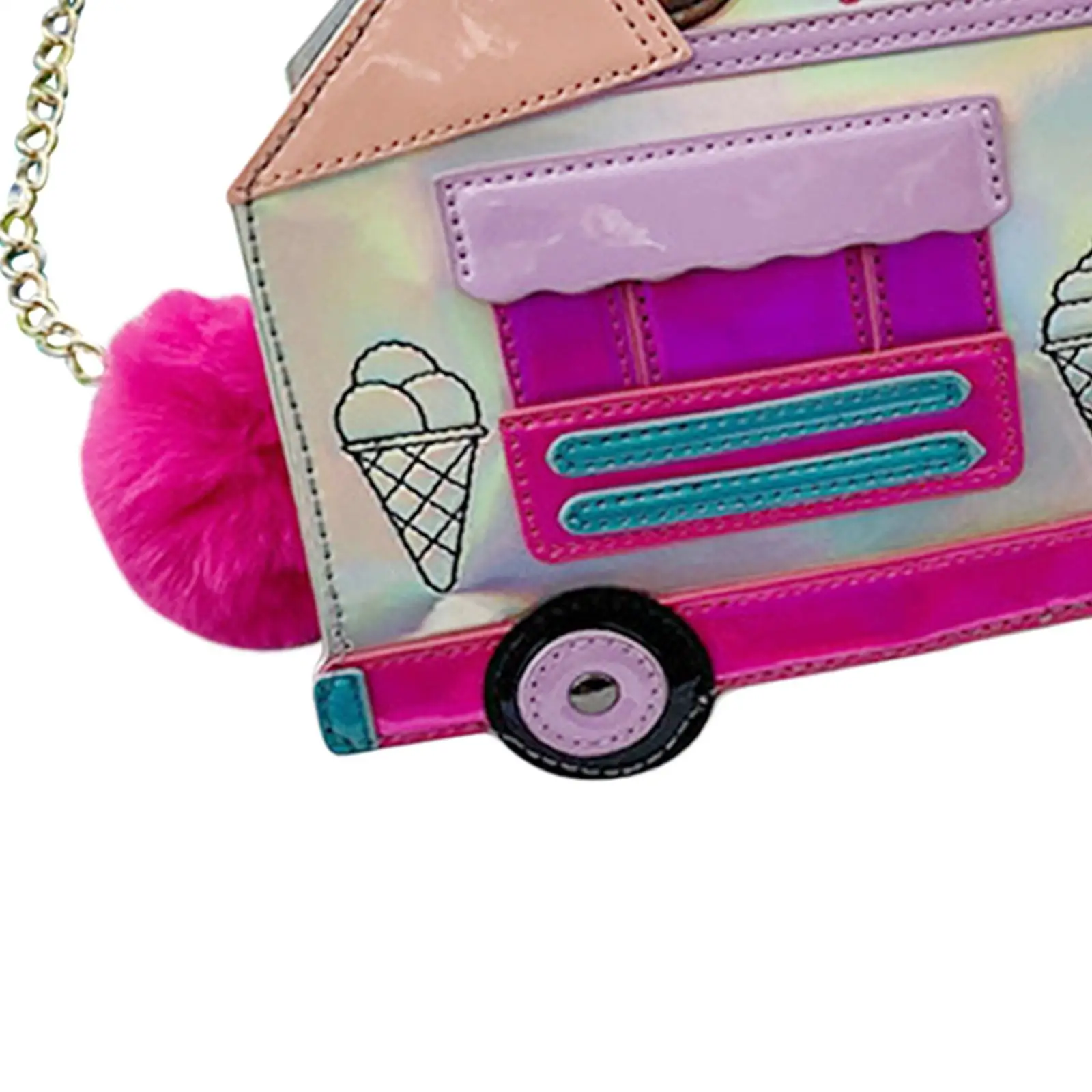 Adorable Ice Cream Car Shape Shoulder Bag Women Girls Lolita Accessories Travel Bag Handbag Vacation Purse Chain Strap Bags