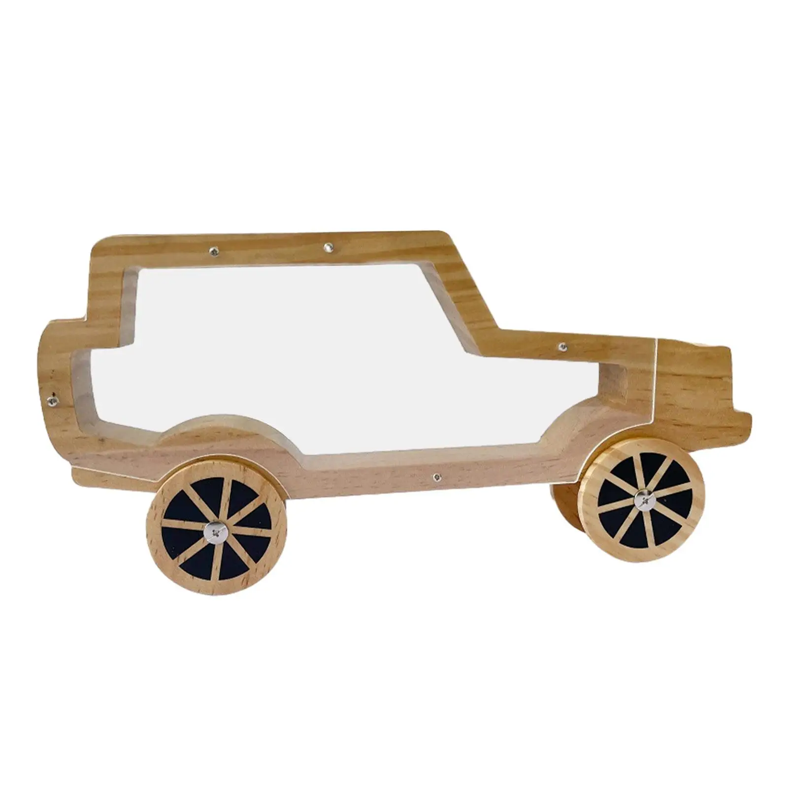 Wooden Creative Car Shaped Piggy Bank Visible Children Education Creative Tips Storage Case Money Box Container for Holiday Gift