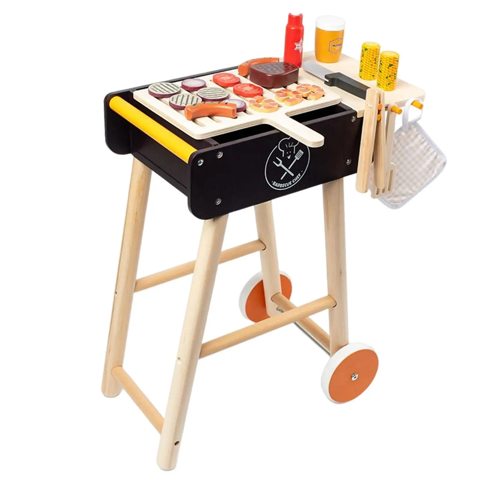 Simulation Kitchen BBQ Playset Early Learning Educational Toy Barbeque Toy Cooking Playset for Kids Children Girls Toddlers