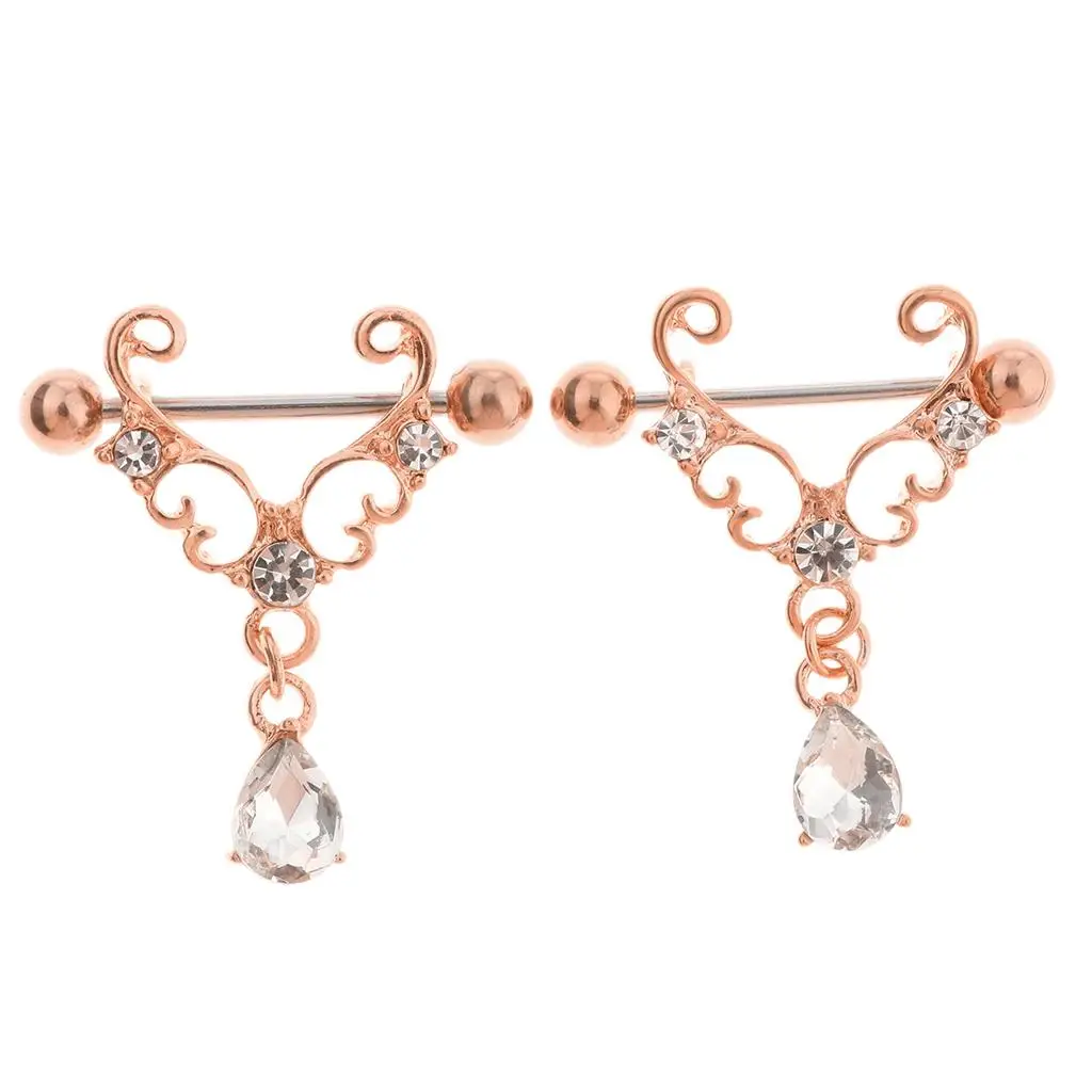 Body Stainless Steel Clear Ornate DangleSet of 2-30mm/1.2inch
