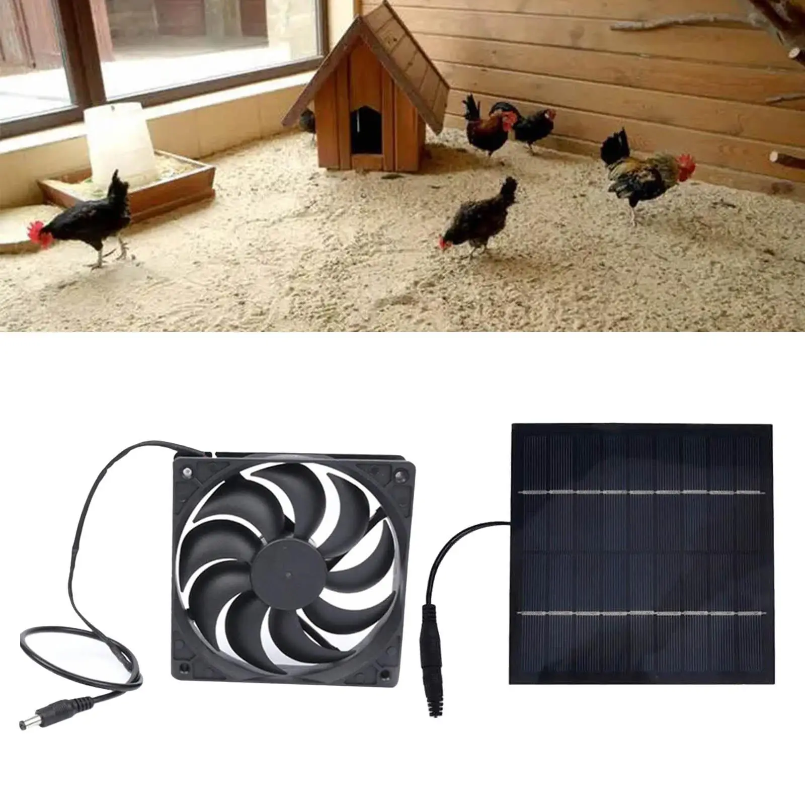 Solar Powered Panel Fan, Lightweight Ventilation Fans for Greenhouse Sheds Travelling