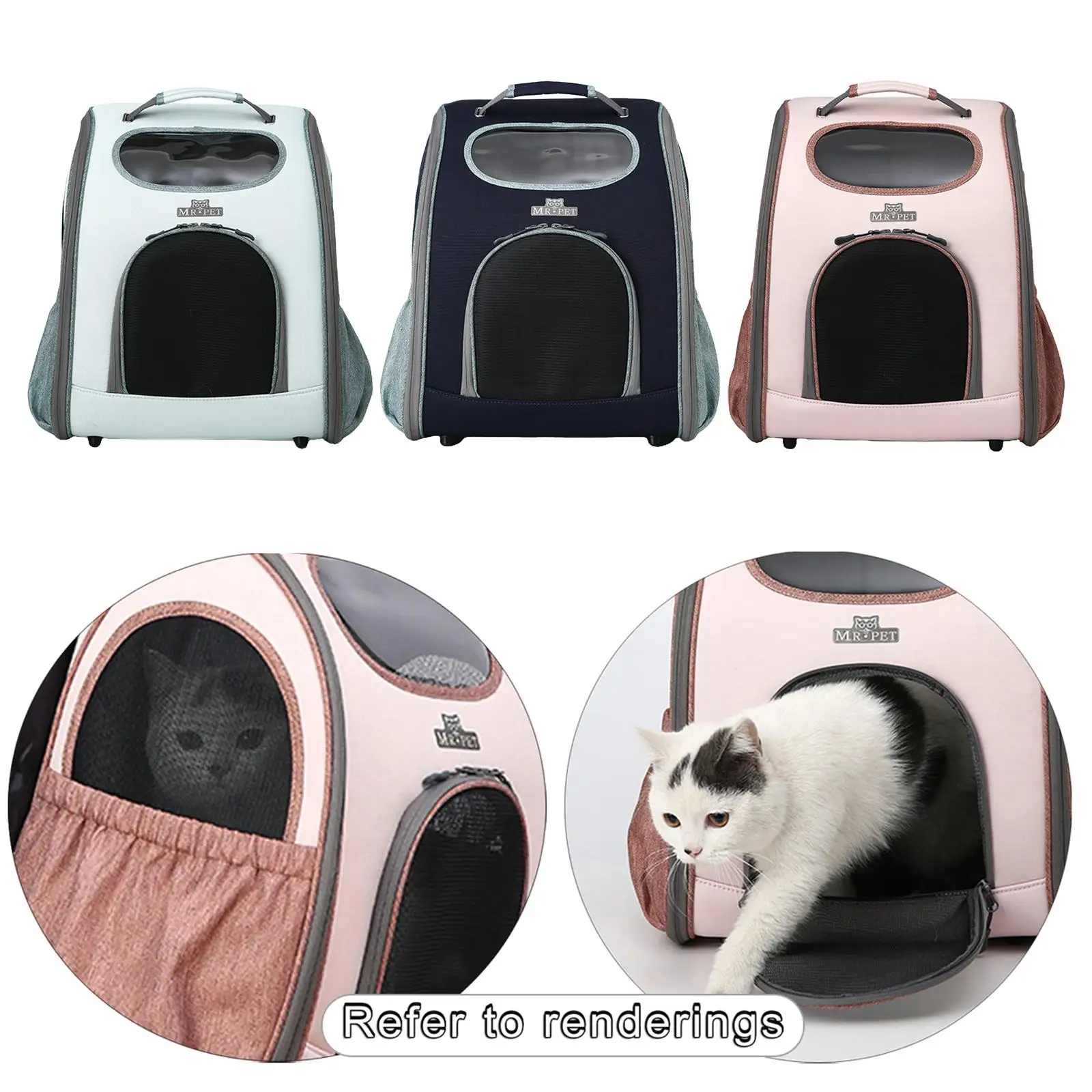 Ventilated Pet Dog&Cat Carrier Backpack with Storage Pockets Bunny Puppies