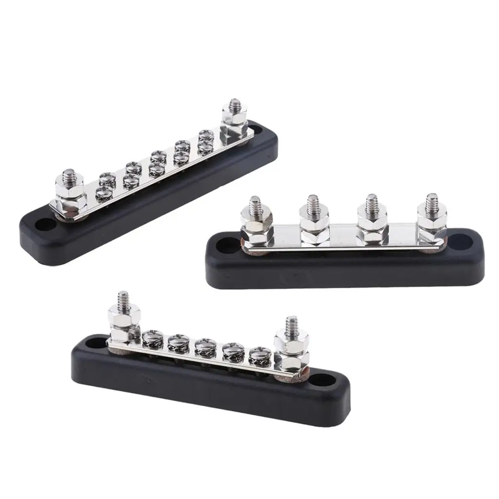 3Pcs 30A DC 12V 4+5+10 Position Double Dual Row Terminal Strip Block Bus Bar