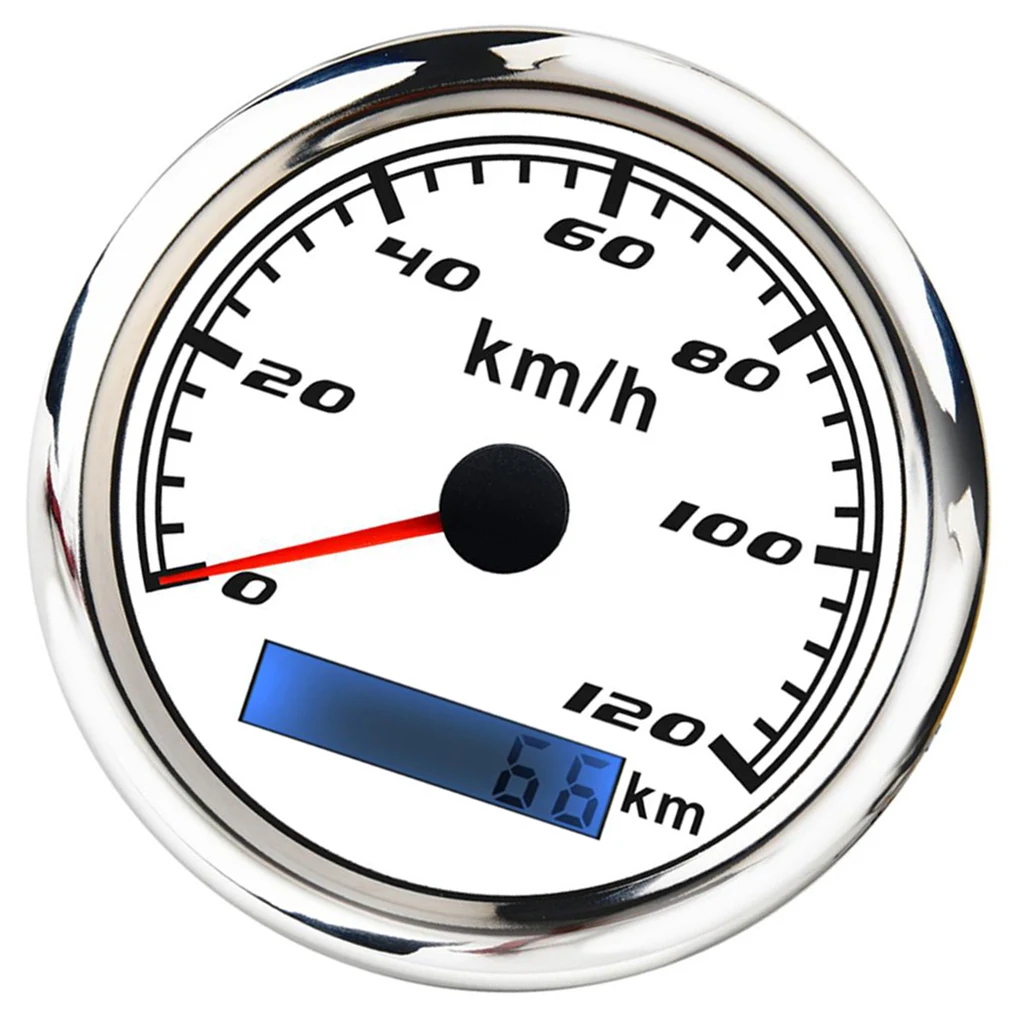 85mm White GPS Speedometer 0-120km/h For Boat Truck Motorcycle w/ Backlight