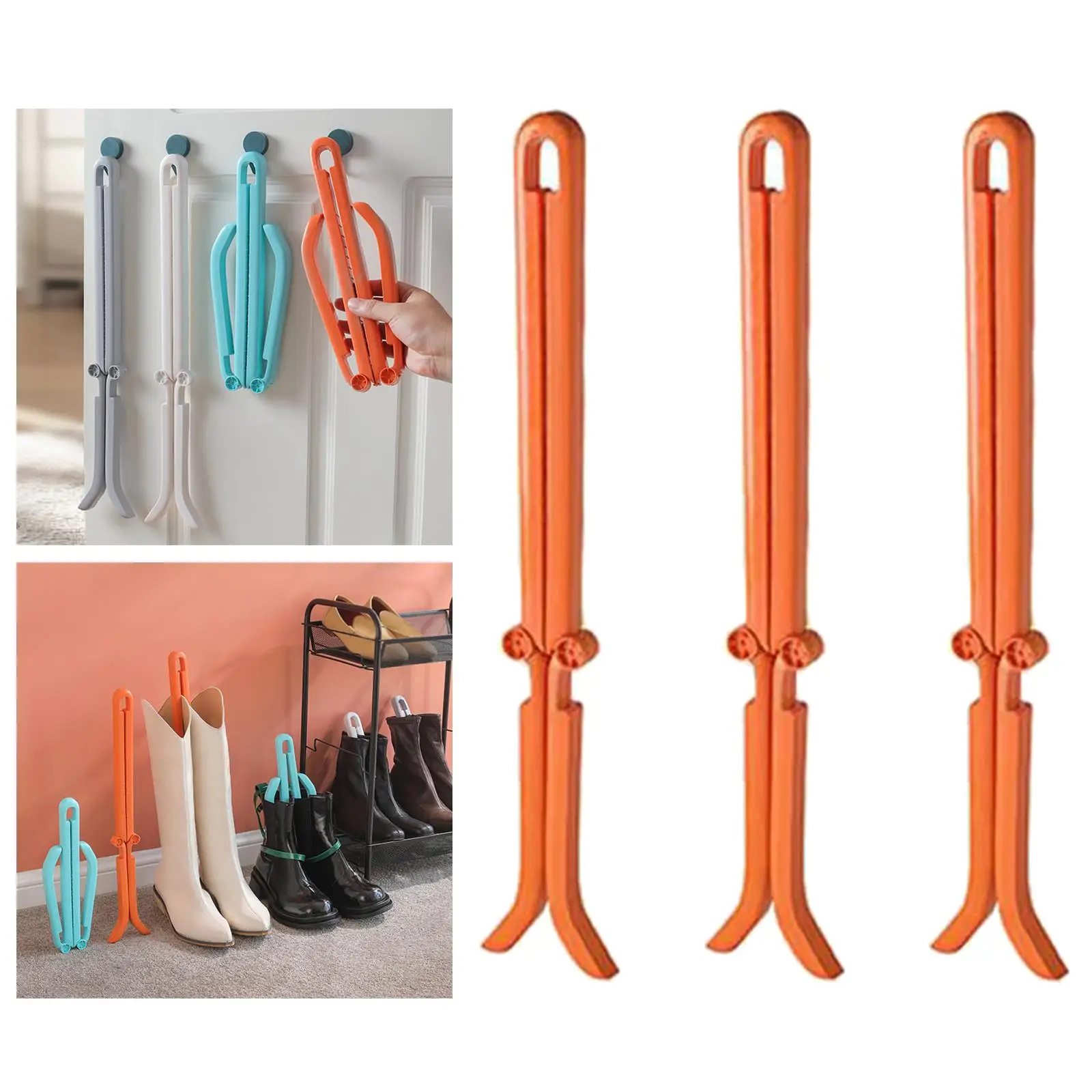 Folding Boot Shaper Stands Boots Knee High Shoes Clip Support Stand Plastic Long Boots Stretcher Shoes Supporter Holder Hanger Pack of 4 Random Colors 