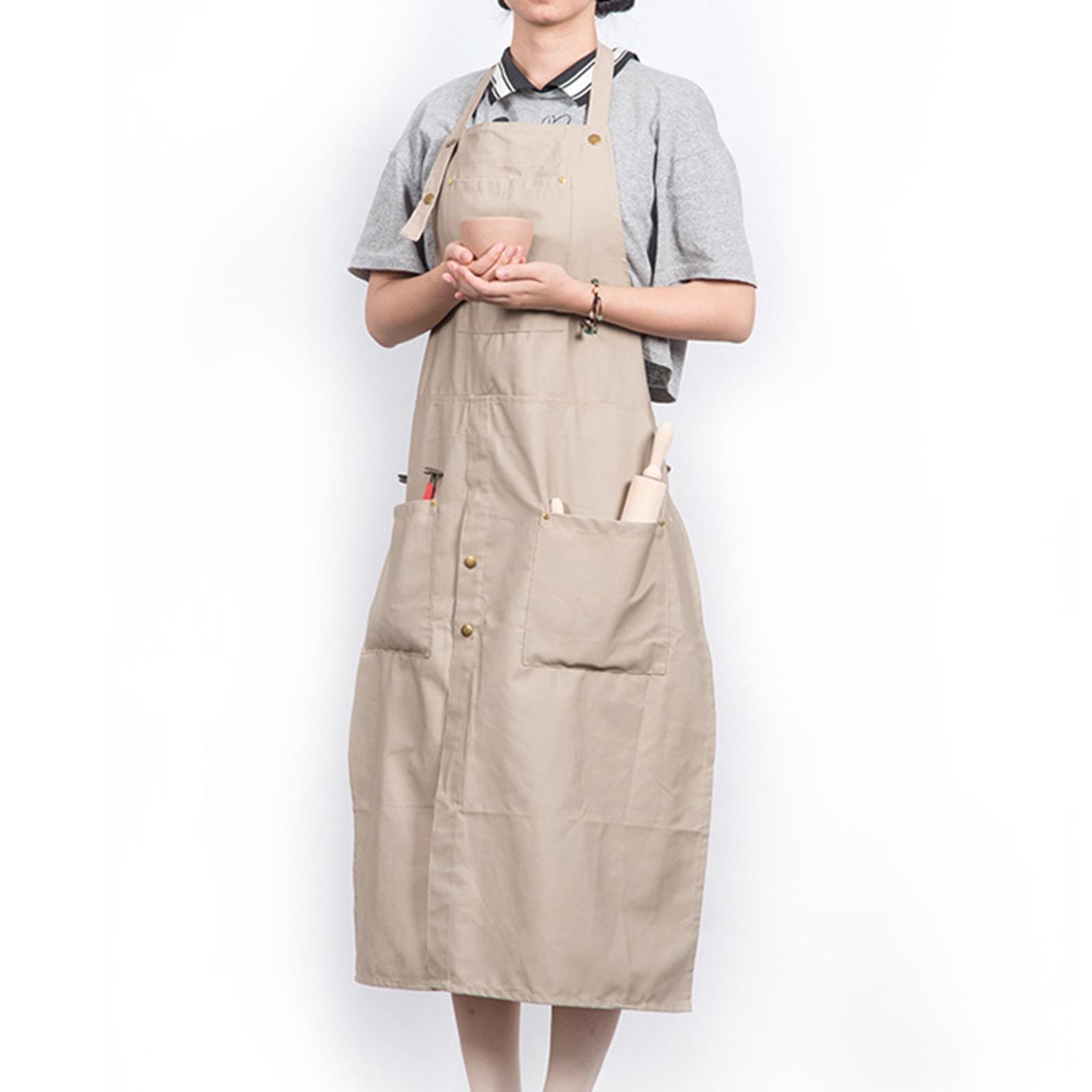 Professional Canvas Apron Aprons Uniform W/Pockets for Cooking Indoor Hair Cut