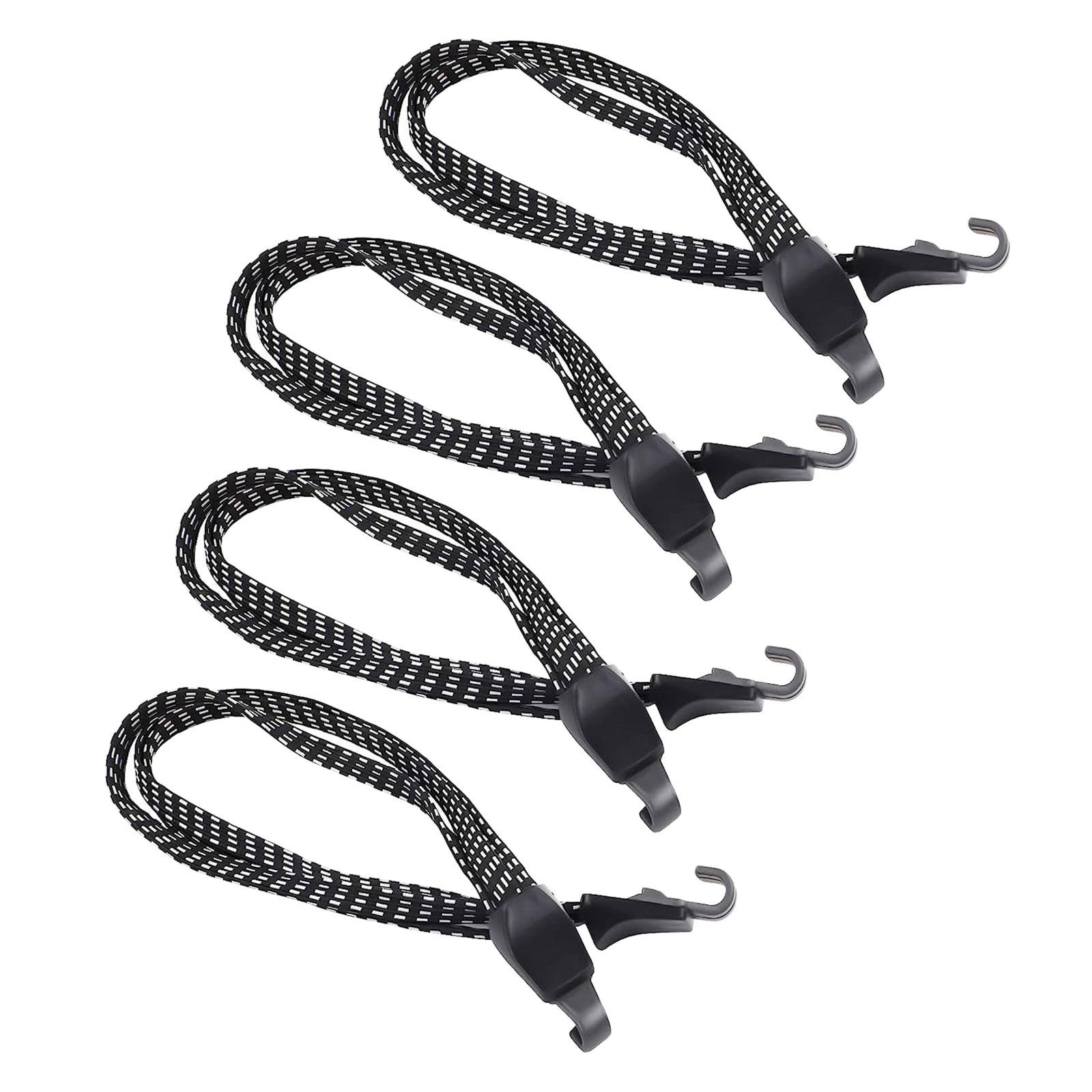 4Pcs Bungee Cords with Hooks Retractable Outdoor Universal Heavy Duty Motorcycle Luggage Straps for Transporting Camping Cargo