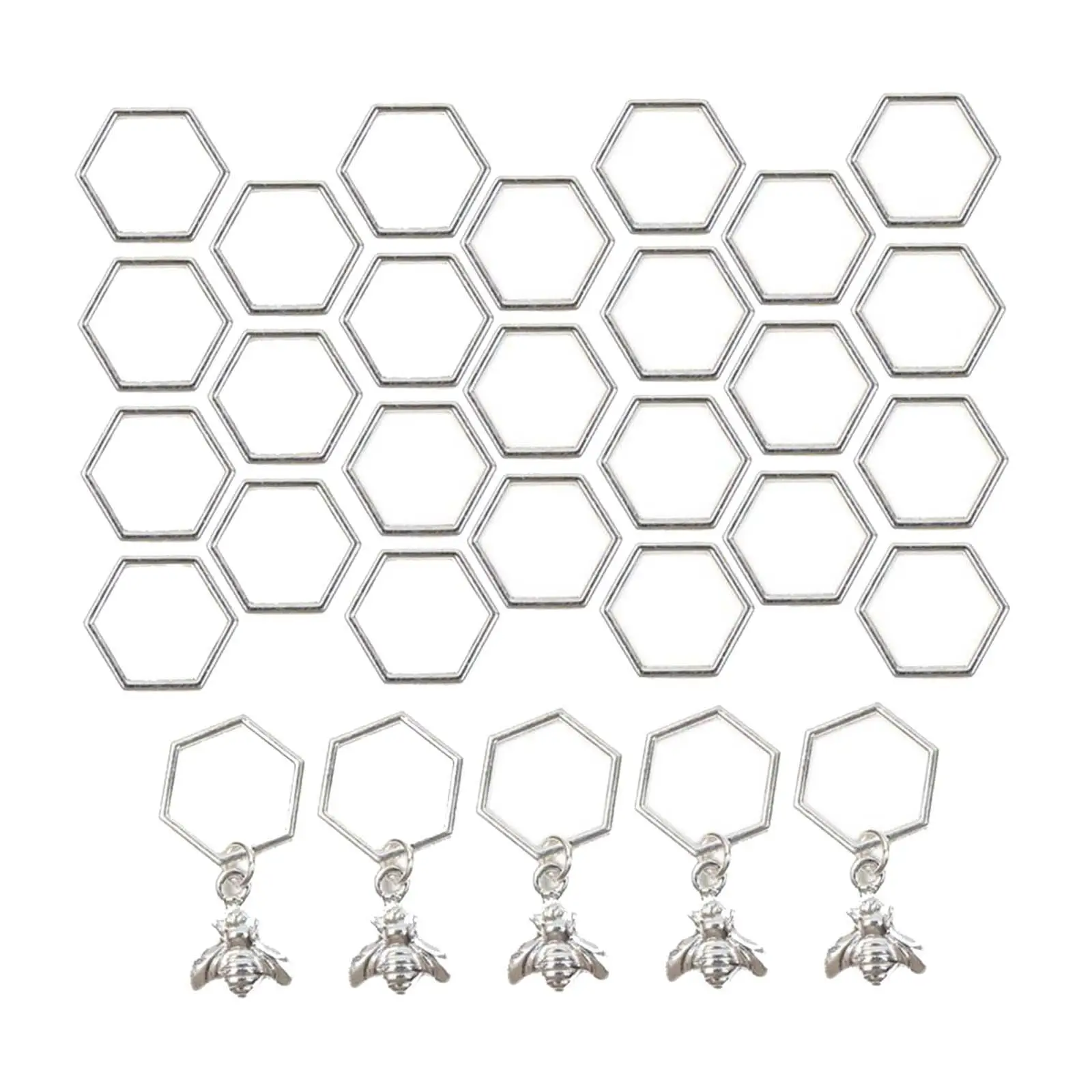 Stitch Markers Hexagon Smooth Zinc Alloy Stitch Needle Clip 30 Pack Protectors