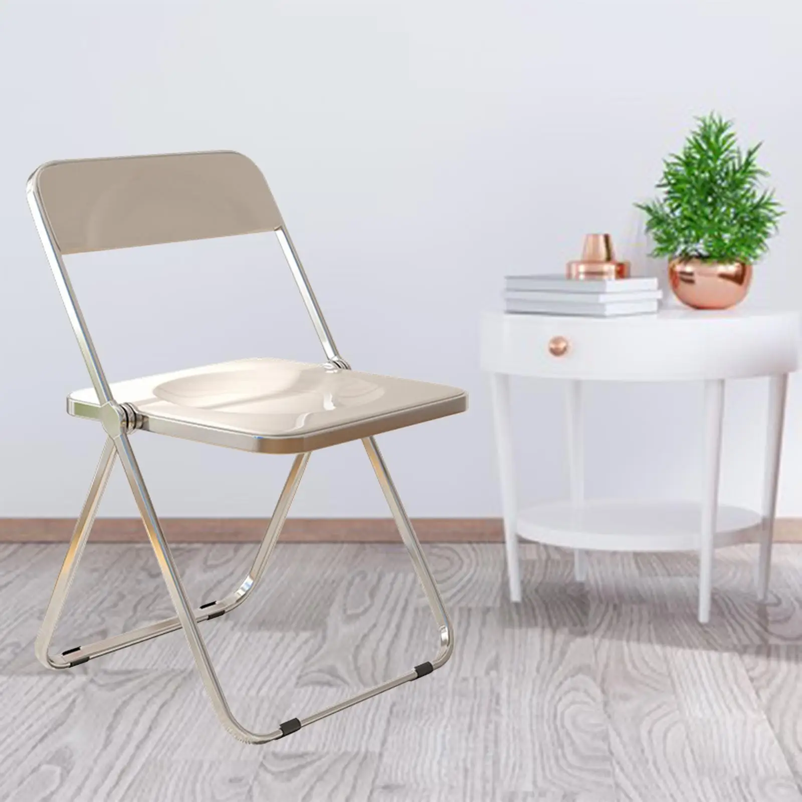 Acrylic Folding Chair Steel Frame Furniture Clothing Store Photo Chair Makeup Chair for inside Dining Room Office Home