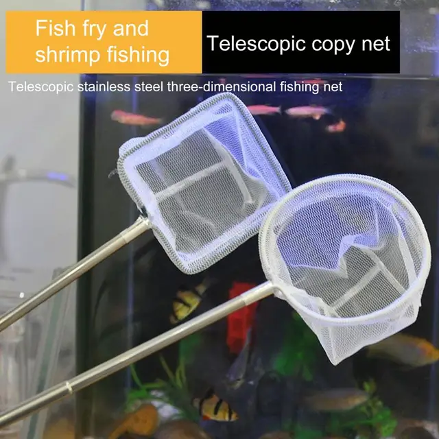 Small fishing net of household fish tank,Square, circular, triangular fishing  net.Metal stainless steel telescopic rod. - AliExpress