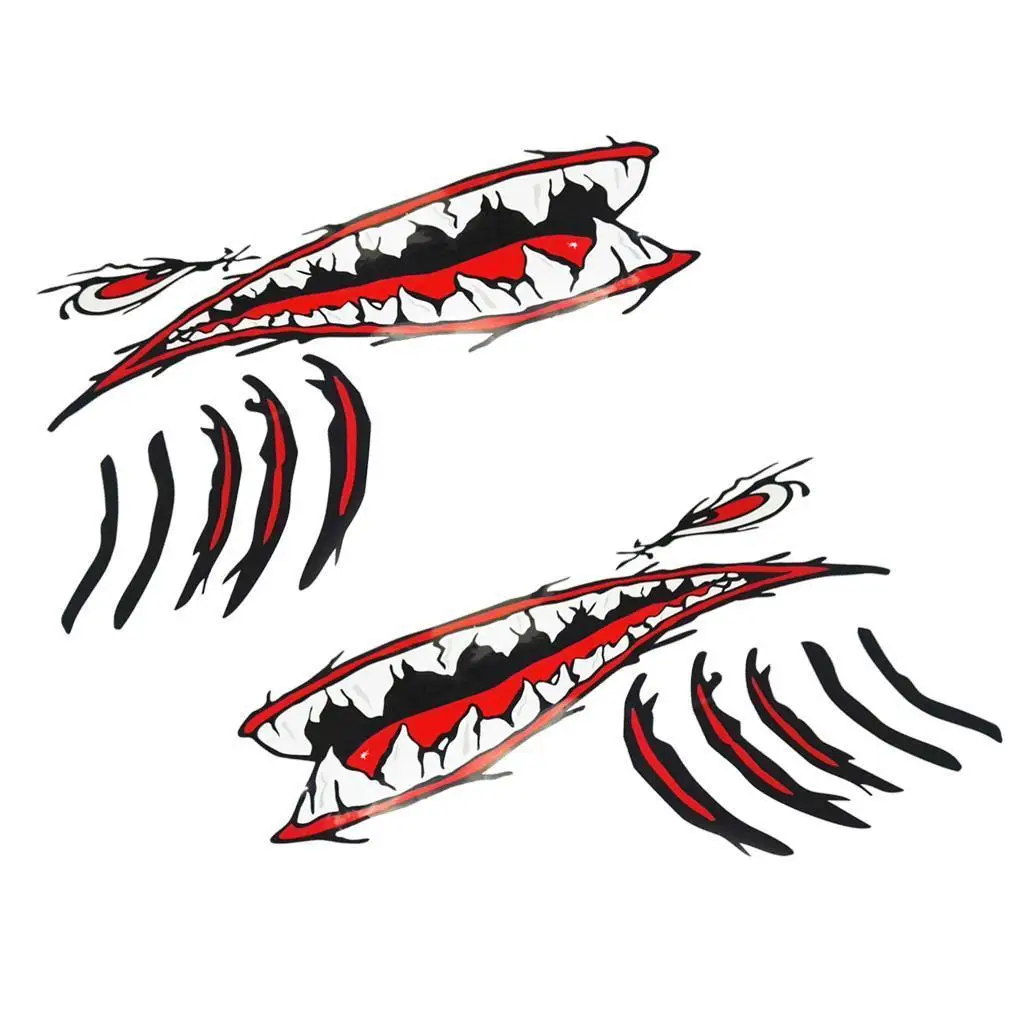 1 Pair Shark Mouth Gill Stickers Decals Kayak Boat Fishing Graphics