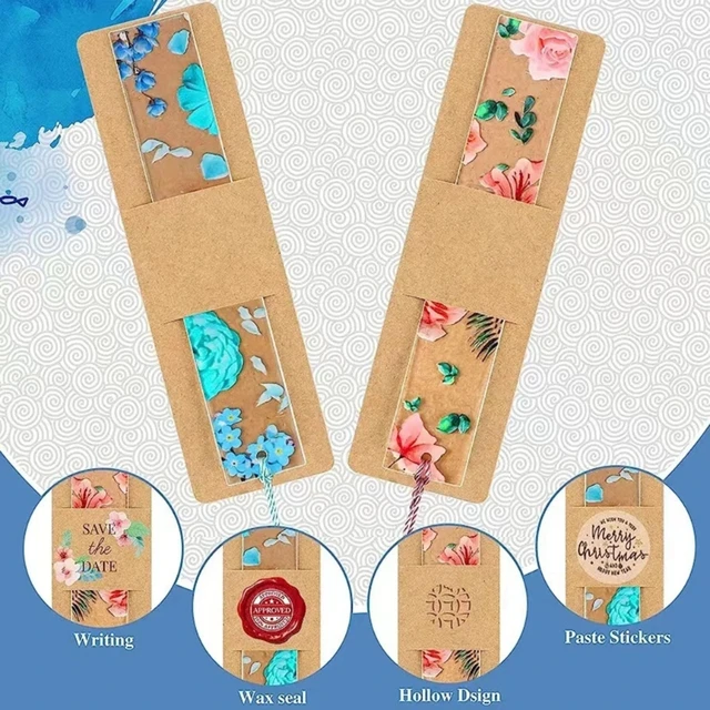 70 Pieces Kraft Bookmark Sleeves Bookmark Holder Diy Resin Bookmarks Blank  Display Cards For Bookma