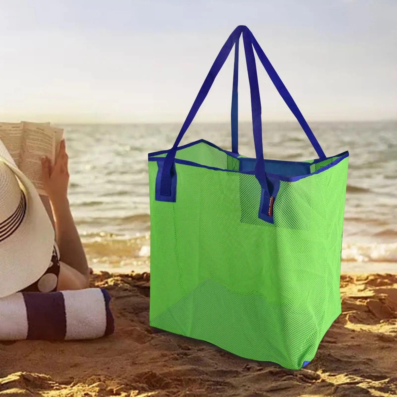 Portable Beach Bag Tote Towels Storage Bag Kids Toy Handbag for Sports Shopping Swimming Pool Travel Beach Bag