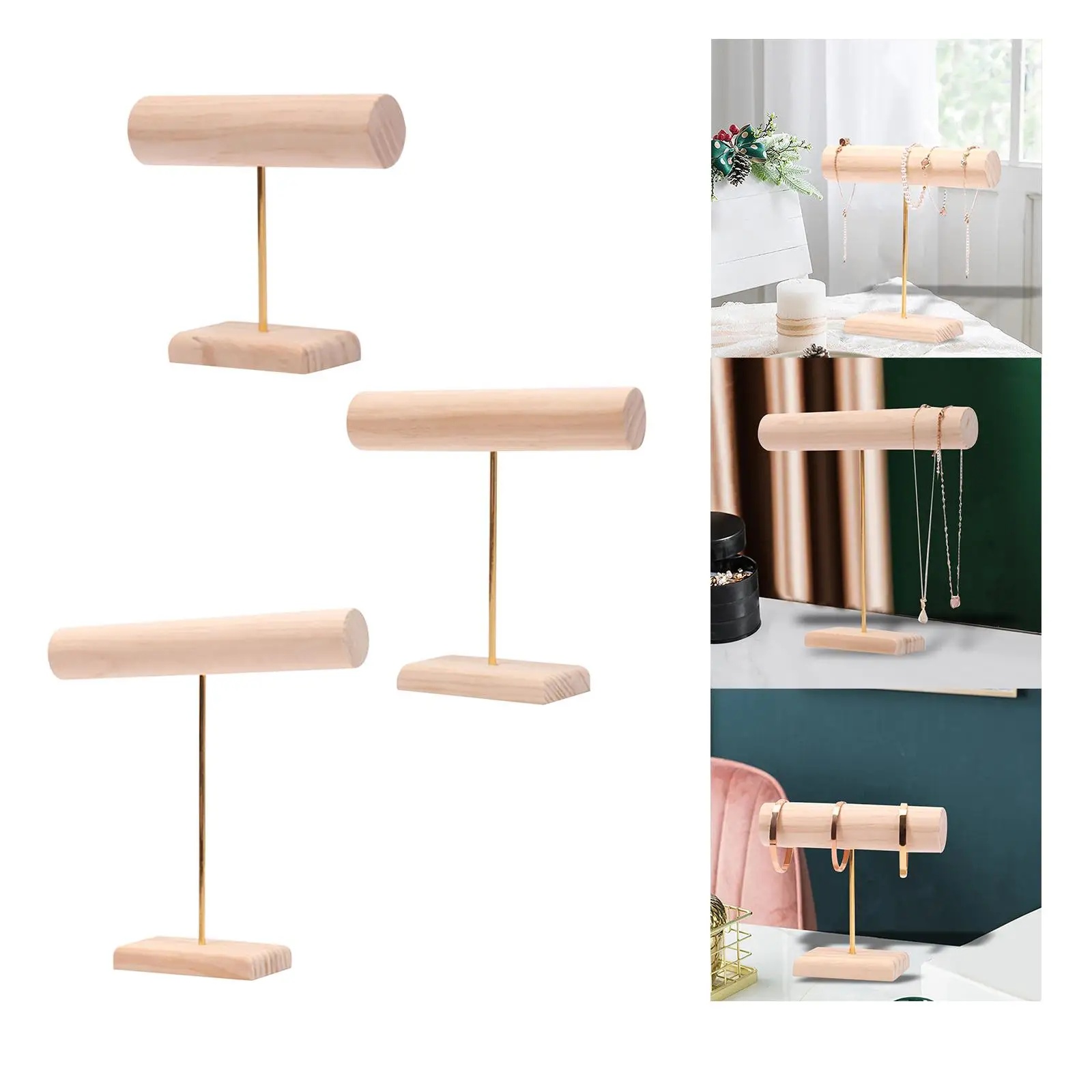 Wood Jewelry Display Stand Vertical Organizer Bracelet Storage Rack for Necklace Desktop Jewelry Store Personal Use Display Case