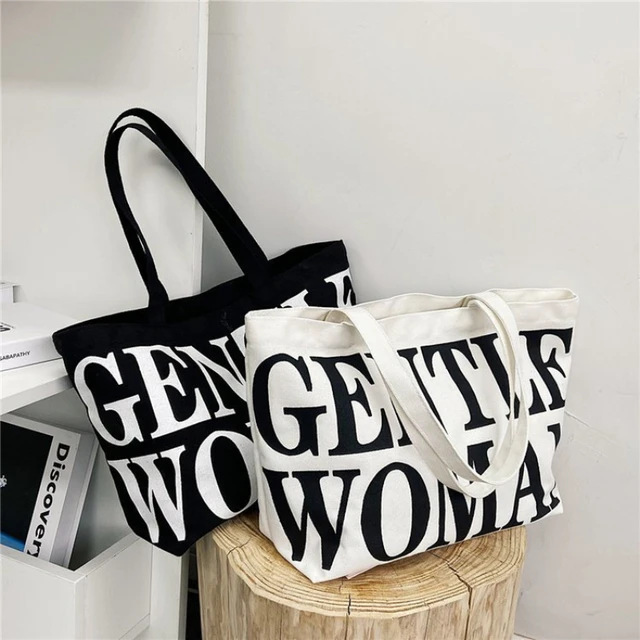 Canvas Letters Shoulder Bags Women Handbag Reusable Shopping Bag Casual  Portable Shopper Bag Large Capacity Print Grocery Tote - AliExpress