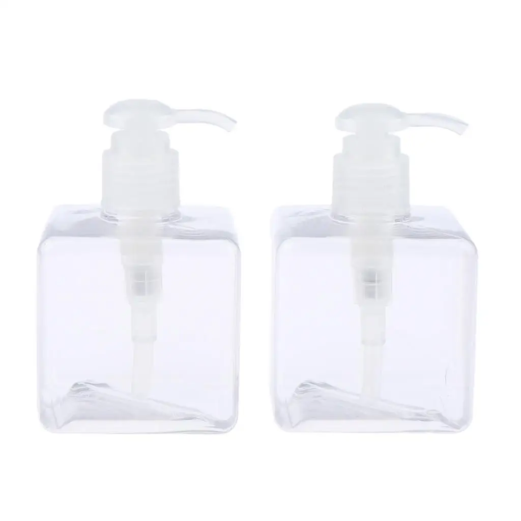 Pack 2, 8.5 oz, Empty Plastic Bottles with Clear Lotion Pumps