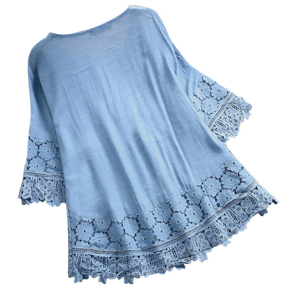 Blusas elegantes de renda solta para mulheres,