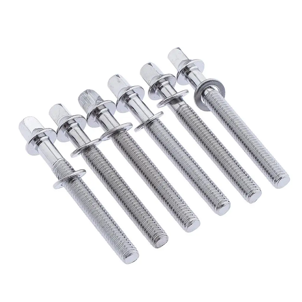 6pcs  Drum Tension Rods With Washers For Tom Snare Drum Accessory
