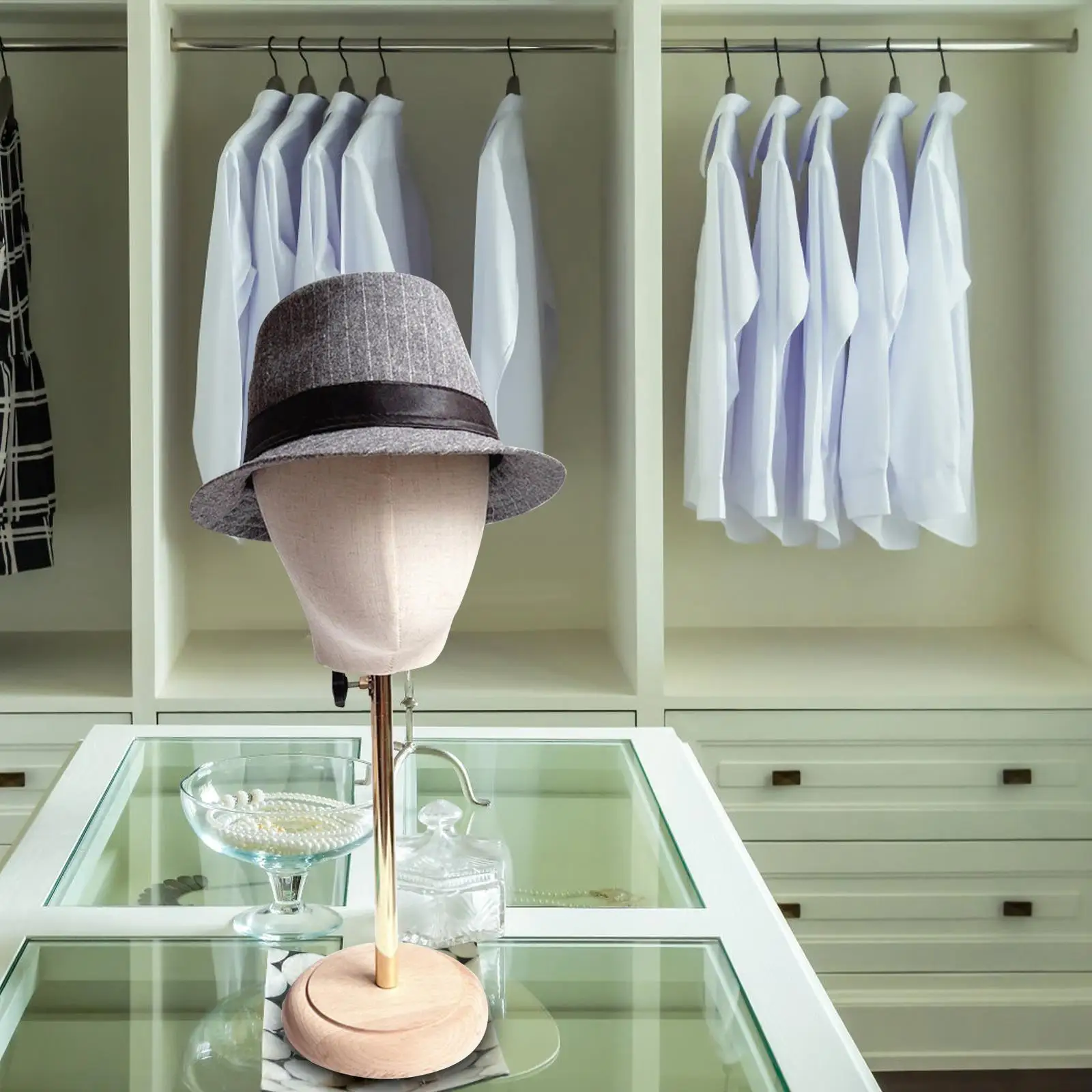 Hat Display Stand Manikin Head Fashion Caps Storage Rack for Salon Hairdresser Training