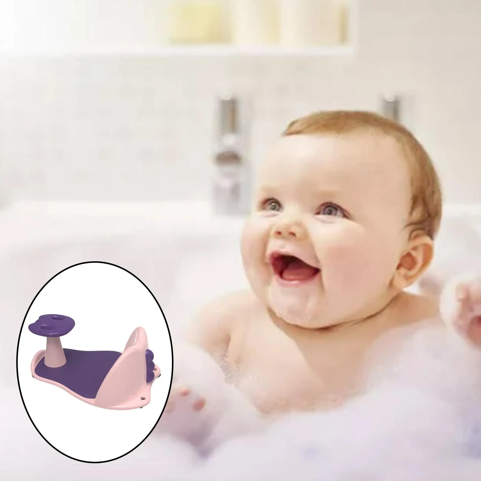 Baby Bath Seat Open-Side Design for 6 Month & up Sit-up Bathing in The Sink