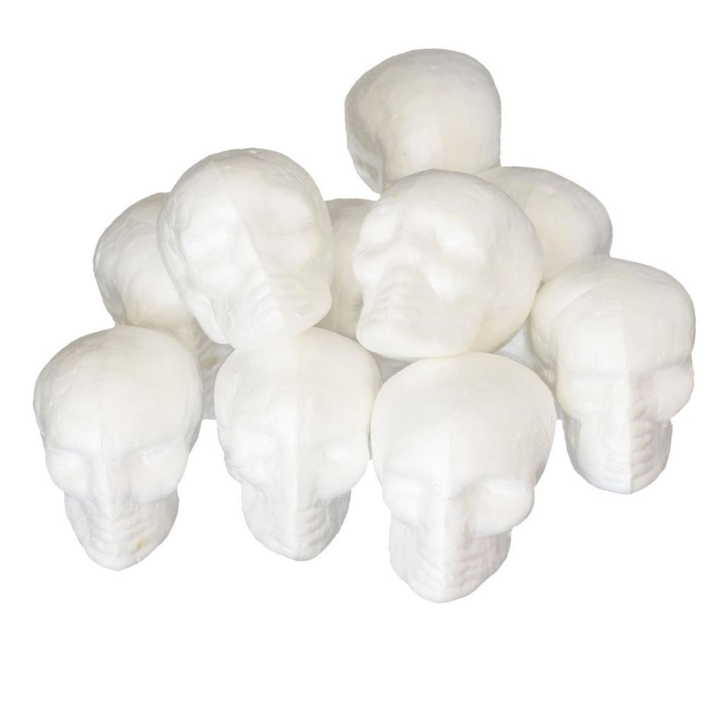 Foam Skull Modeling White 3D Polystyrene Foam Skull Shapes for DIY Easter Halloween Decoration Supplies Gift 5.5