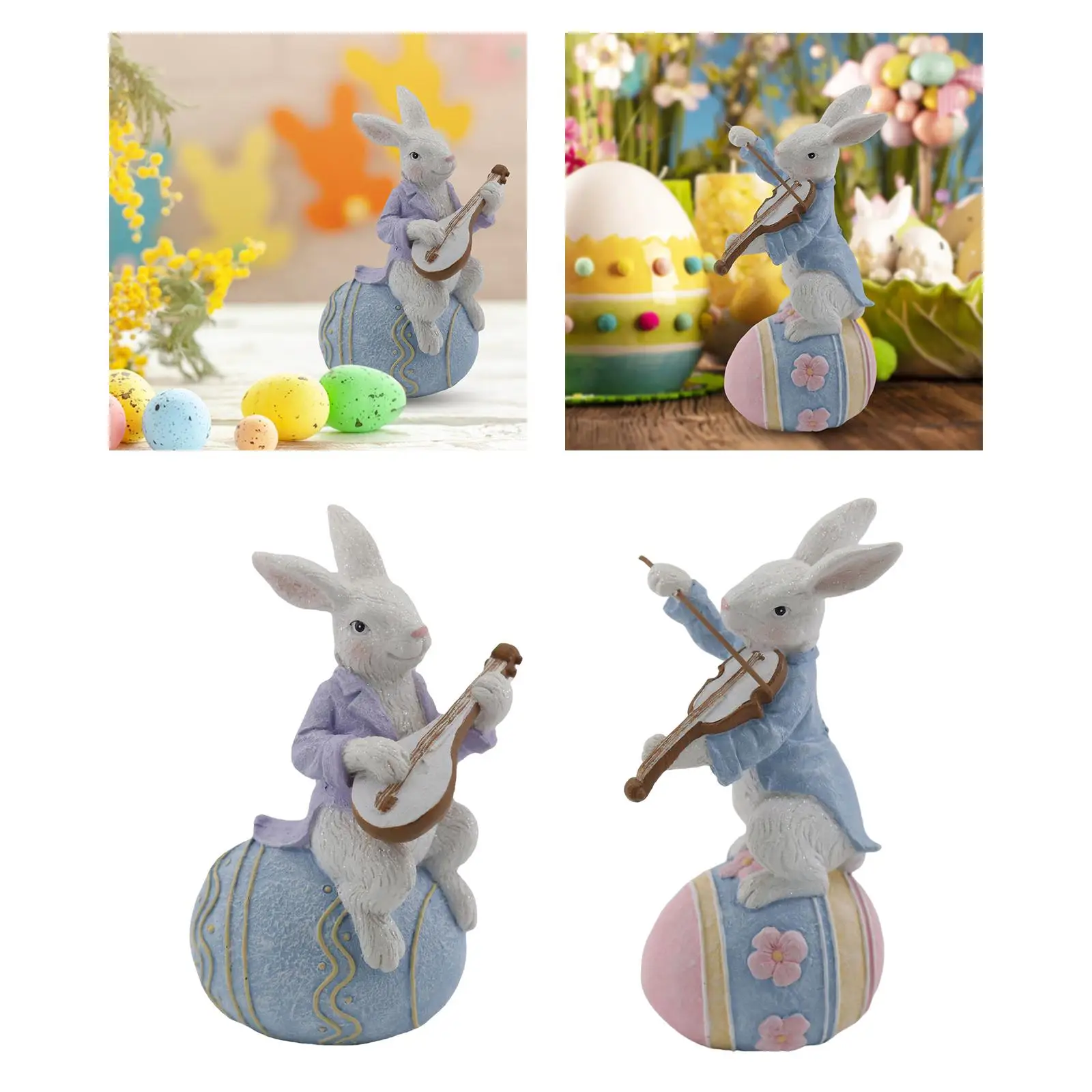 Novelty Easter Rabbit Bunny Resin Statue Artwork for Home Living Room Garden