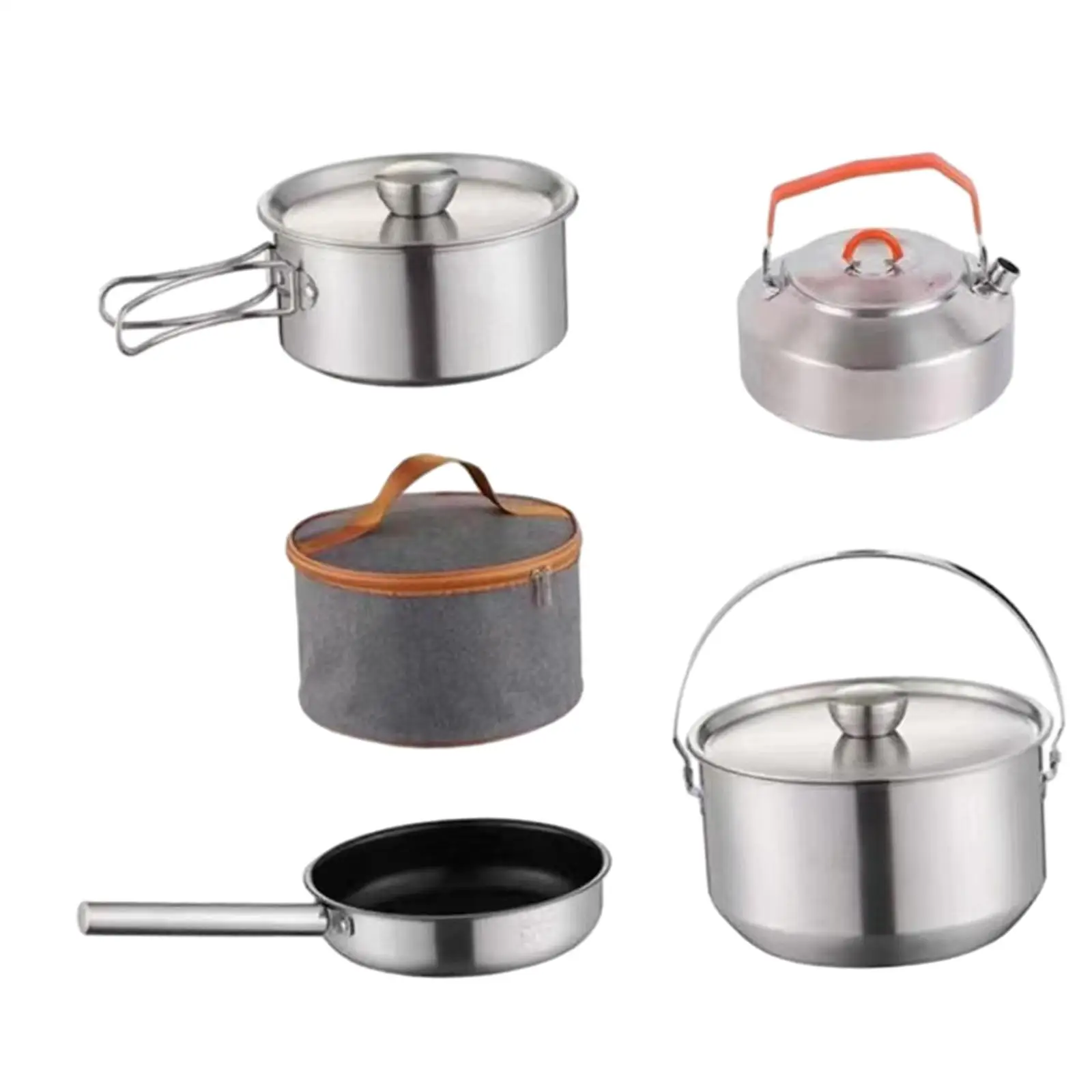 Camping Cookware Kit Cooking Set Tableware Hanging Pot Nonstick Cookset with Kettle for Dinner Hiking Travel Fishing Indoors