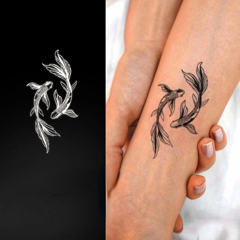 2022 New Aestheticism Two Goldfish Waterproof Juice Tattoo Stickers For  Woman Man Body Arm Thigh Temporary Tattoos Fake Tattoo - Temporary Tattoos  - AliExpress