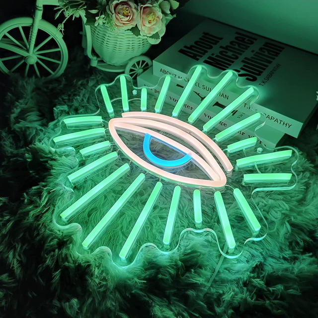 Evil Eyes LED Bright Green Eye Neon Signs for Wall Decor Gaming