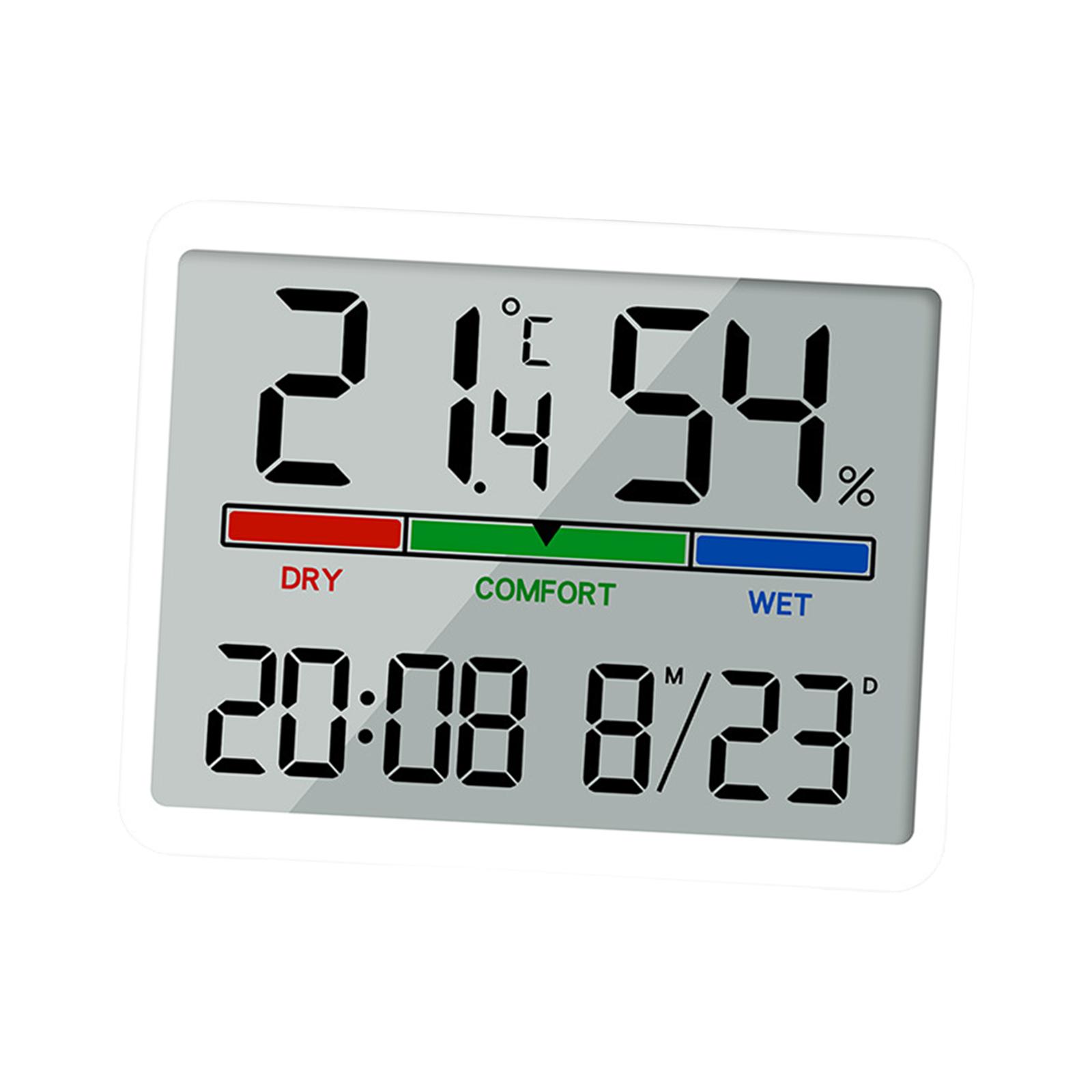 Digital Indoor Hygrometer Desktop Temperature Calendar with LCD Display Snooze High Precision Room Thermometer for Home Nursery