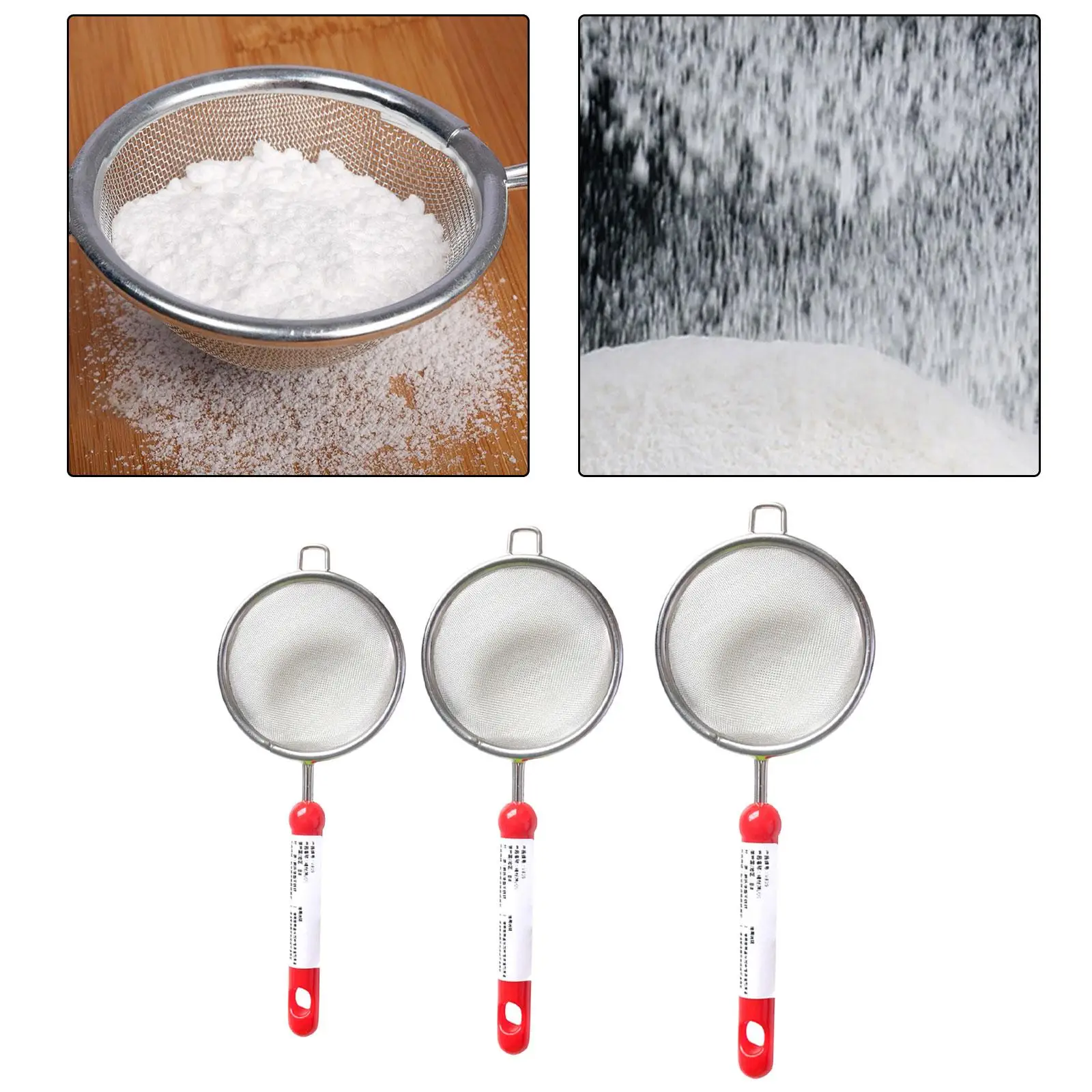 Stainless Steel Fine Mesh Strainer Flour Sifter Baking Tools Colander Wire Sieve