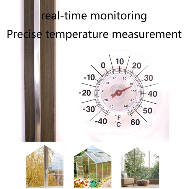 À l'Extérieur, Thermomètre Analogique pour Fenêtre Thermomètre Transparent  pour Contrôle de Température 